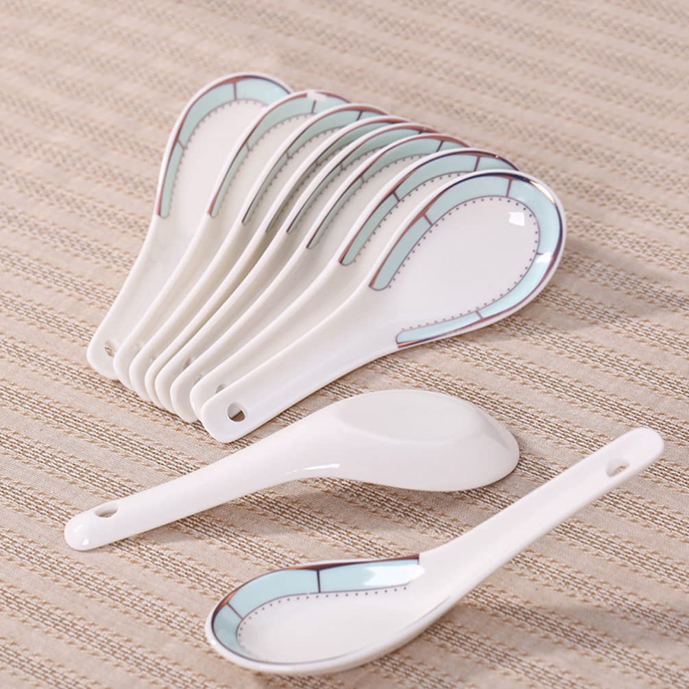 10 Pcs Ceramic Small Spoons - Elegant Kitchen Flatware Set for Soup, Rice & Desserts - Perfect for Home Dining, Restaurants & Gift Giving