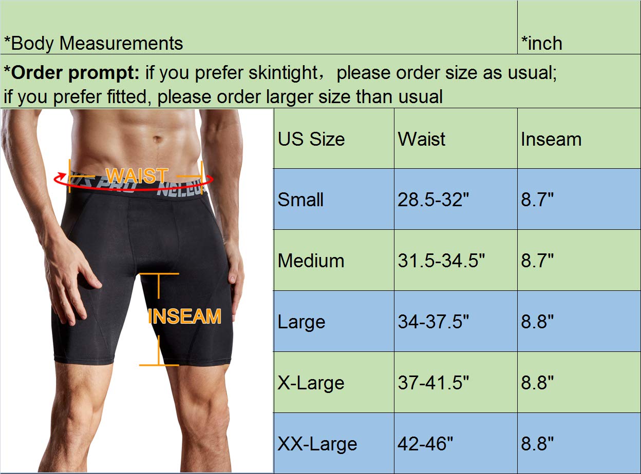 NELEUS Men's Compression Shorts 3-Pack - Moisture Wicking, Breathable & Anti-Chafing Workout Shorts for Running, Gym & Sports