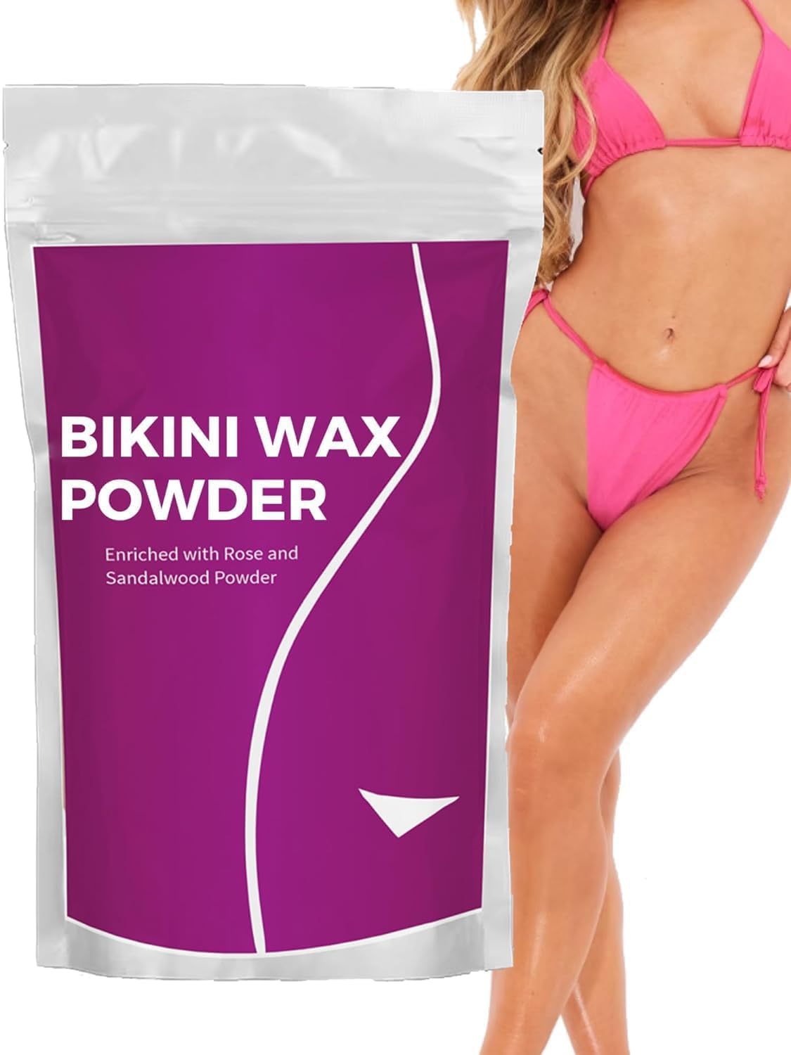 KoluaWax Bikini Hair Removal Powder Wax - 100% Natural Herbal Formula for Painless Hair Removal in 5 Minutes | Safe for All Skin Types | Works on Hands, Legs, Underarms, Bikini & Intimate Areas | 100g | Perfect for Women's At-Home Hair Removal & Smooth Skin Care Routine