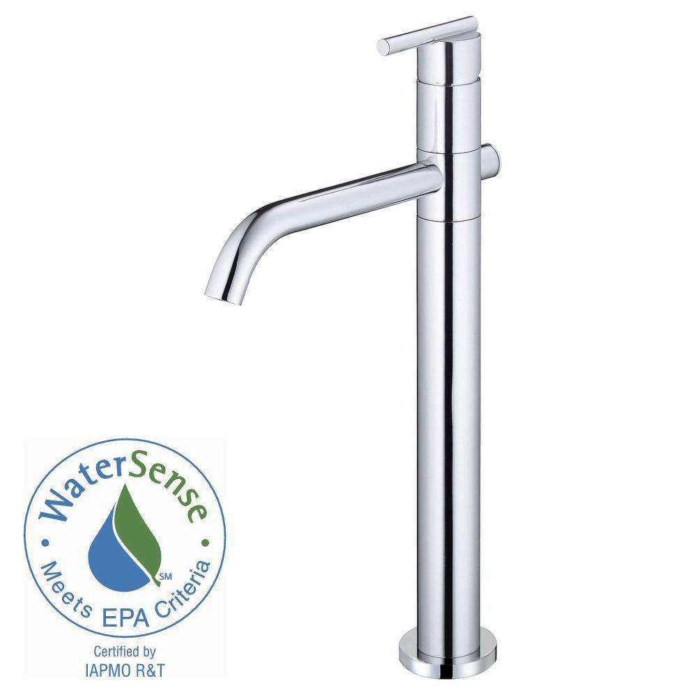 Danze Parma Single Hole Single Handle Mid Arc Bathroom Vessel Faucet in Chrome 553647 - Modern Bathroom Sink Faucet for Vanity, Powder Room & Guest Bath Installation