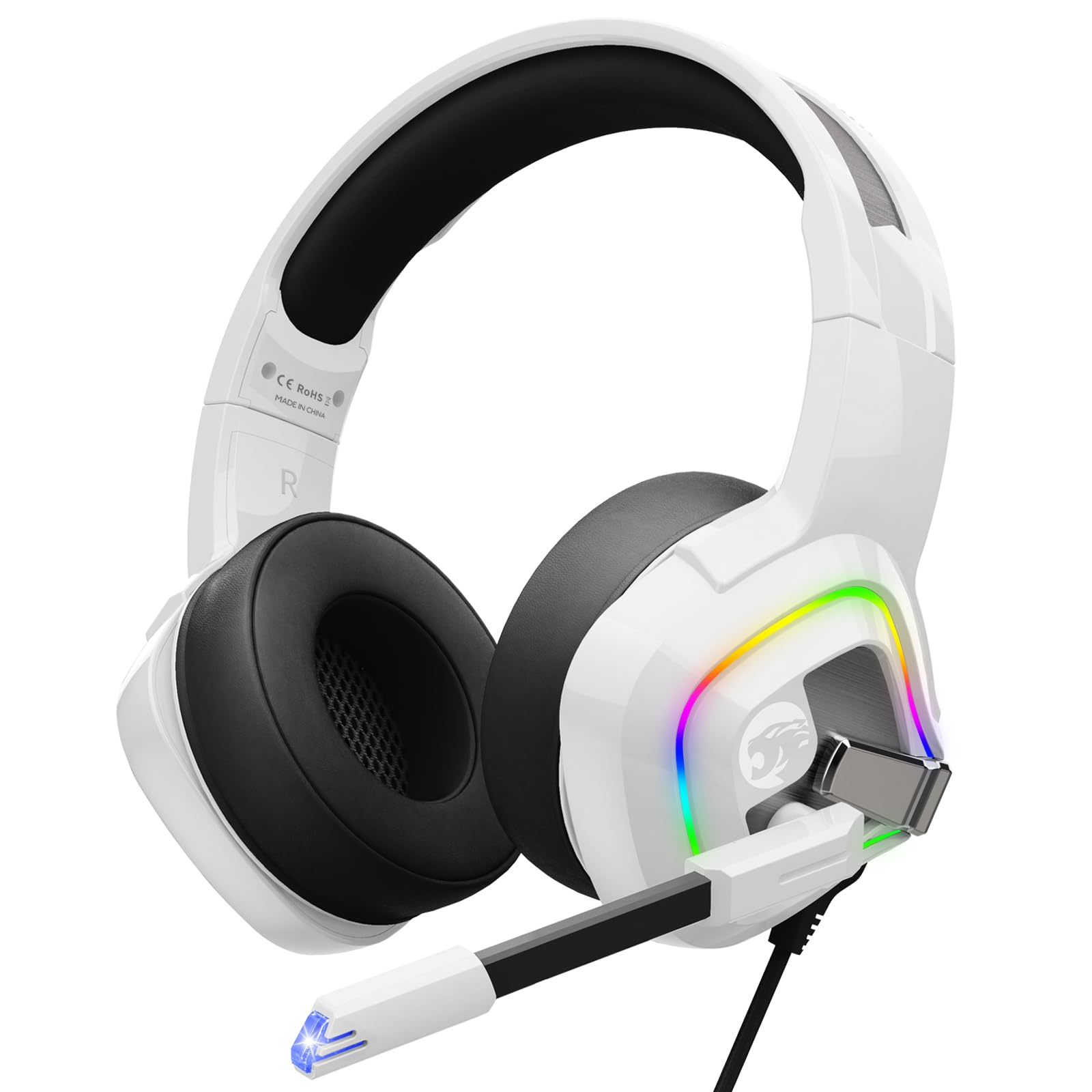 ZIUMIER White Gaming Headset with Noise Canceling Microphone - Stereo Surround Sound Wired Headphones for PC, PS4, PS5, Xbox One, Xbox Series X/S & Nintendo Switch | Perfect for Gaming, Streaming & Online Classes