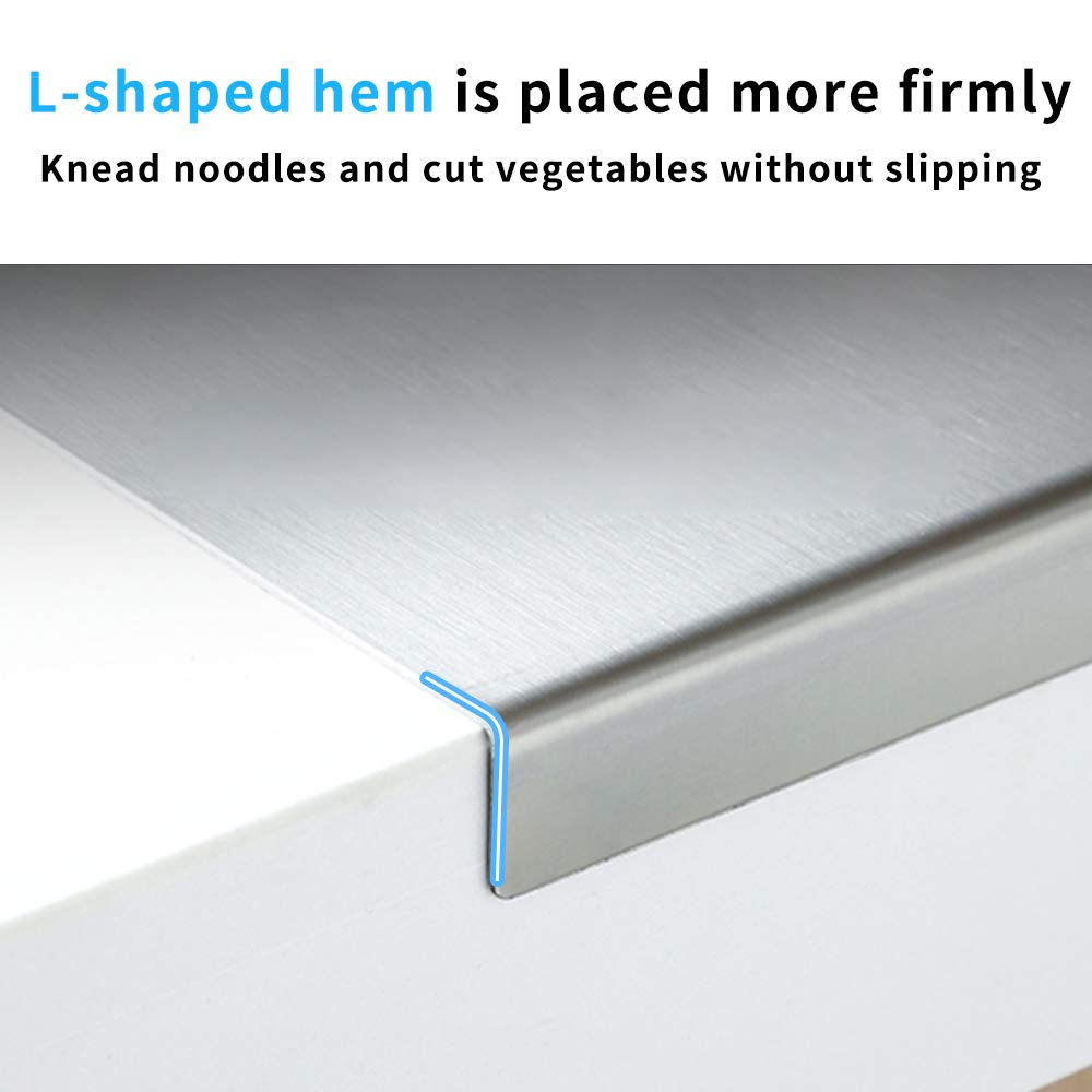 Premium 304 Stainless Steel Cutting Board - Extra Large Non-Slip Metal Baking Mat for Fruits, Vegetables, Meat, Dough & Pizza | Heavy Duty Kitchen Prep Surface for Chopping, Kneading & Rolling | Dishwasher Safe & Hygienic