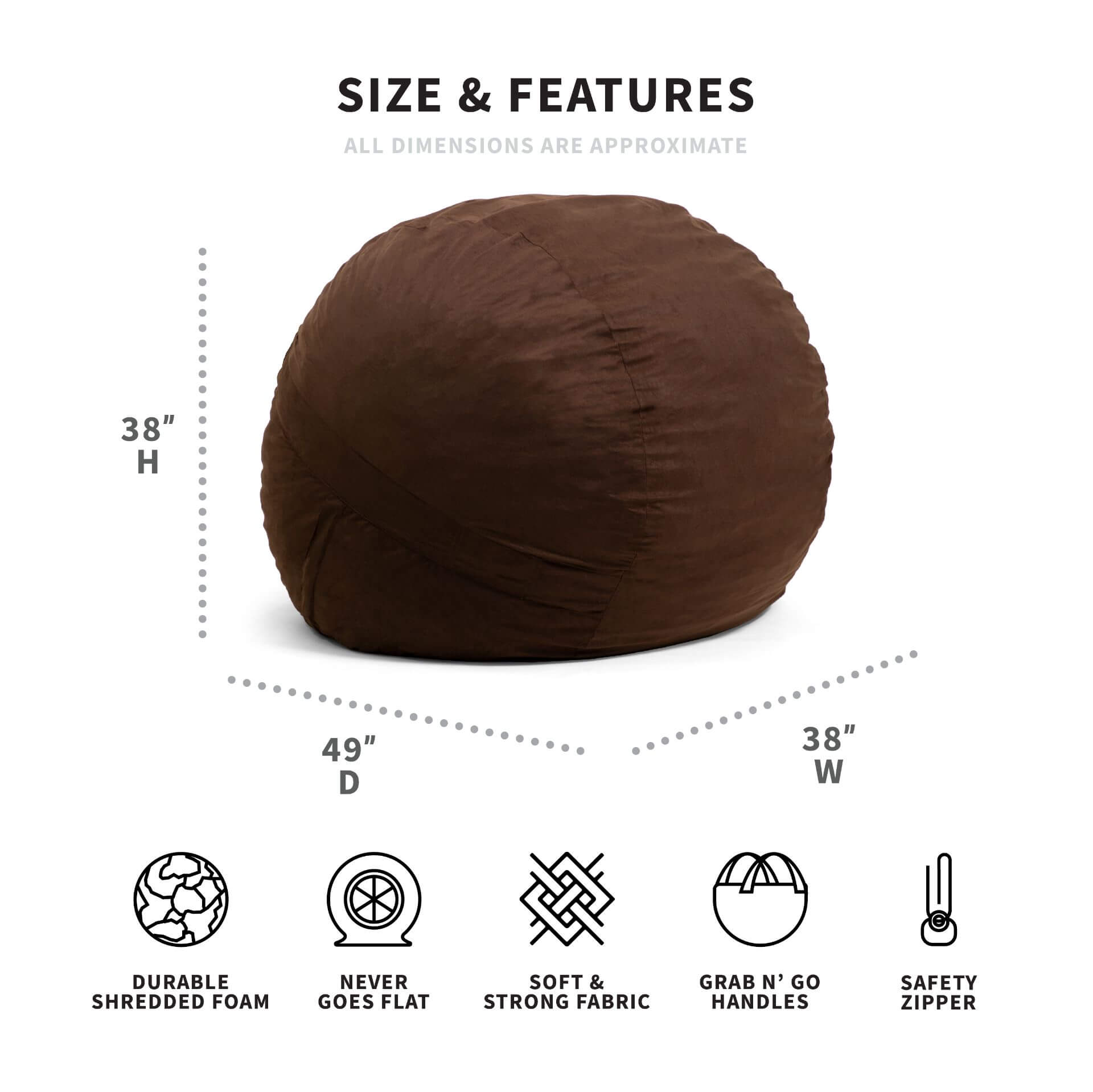 FUF Large Dog Bed with Removable Washable Cover - Soft Orthopedic Pet Bed for Large Dogs, Perfect for Living Room, Bedroom or Crate