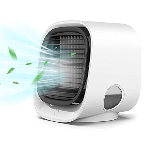 SOOHAB Portable USB Desk Fan - Personal Mini Air Cooler with Evaporative Cooling for Home, Office, Travel & Outdoor Use - White