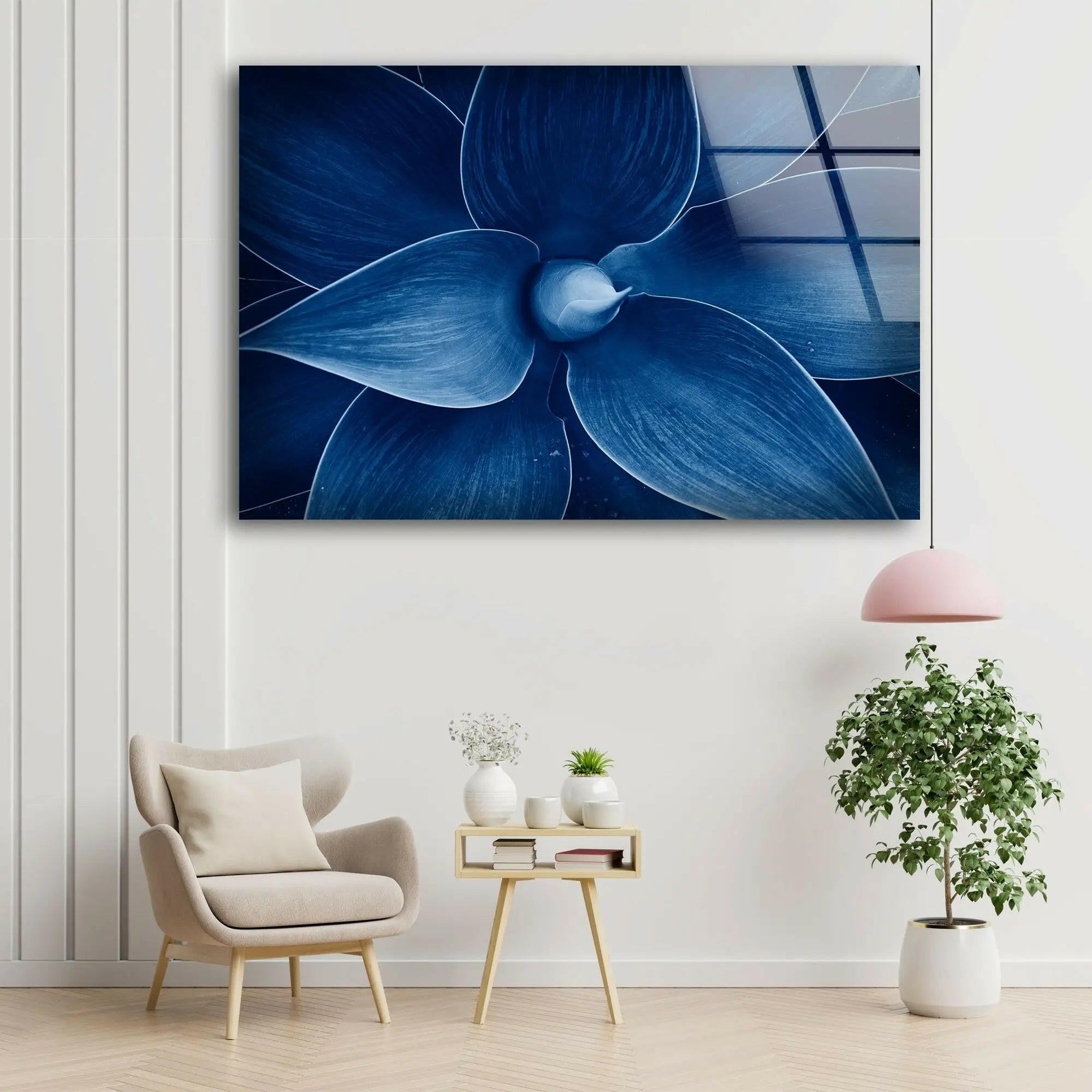 Blue Agave Closeup Glass Wall Art - Stunning Botanical Decor for Living Room, Bedroom & Office - Perfect Modern Home Decor Gift