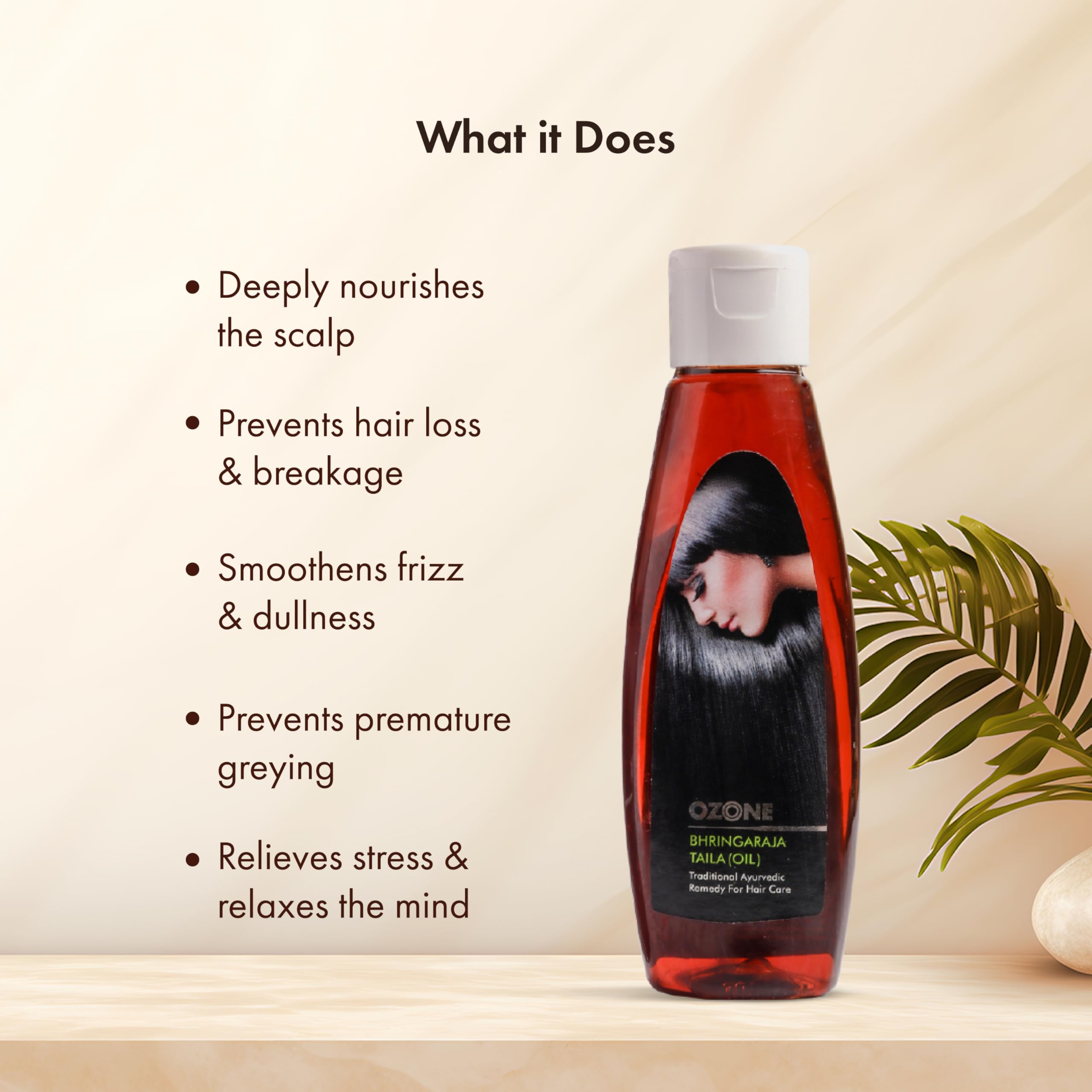 Ozone Bhringaraja Hair Oil - 100% Pure Natural Ayurvedic Oil for Hair Growth | Paraben & Sulfate Free | Reduces Hair Damage & Controls Hair Fall | 100ml | Perfect for Daily Hair Care & Scalp Massage