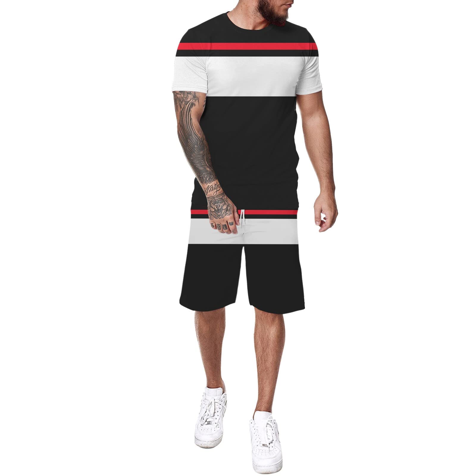 Men's 2-Piece Short Sets - Summer Casual Tracksuit for Outdoor & Gym