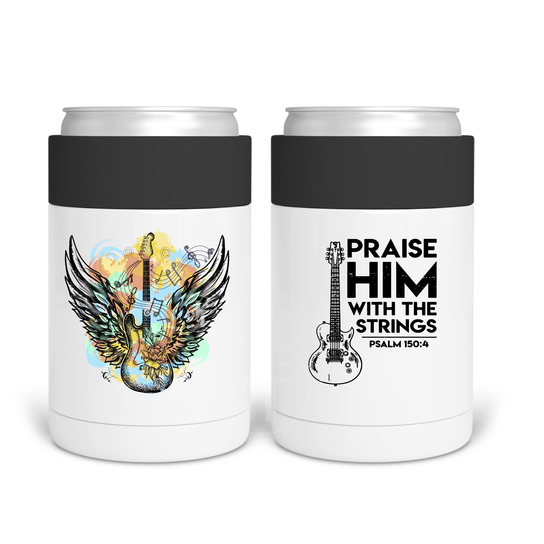 Praise Him With the Strings Psalms 150:4 - Inspirational Christian Guitar Mugs and Tumblers for Coffee, Tea & Bible Study Gifts