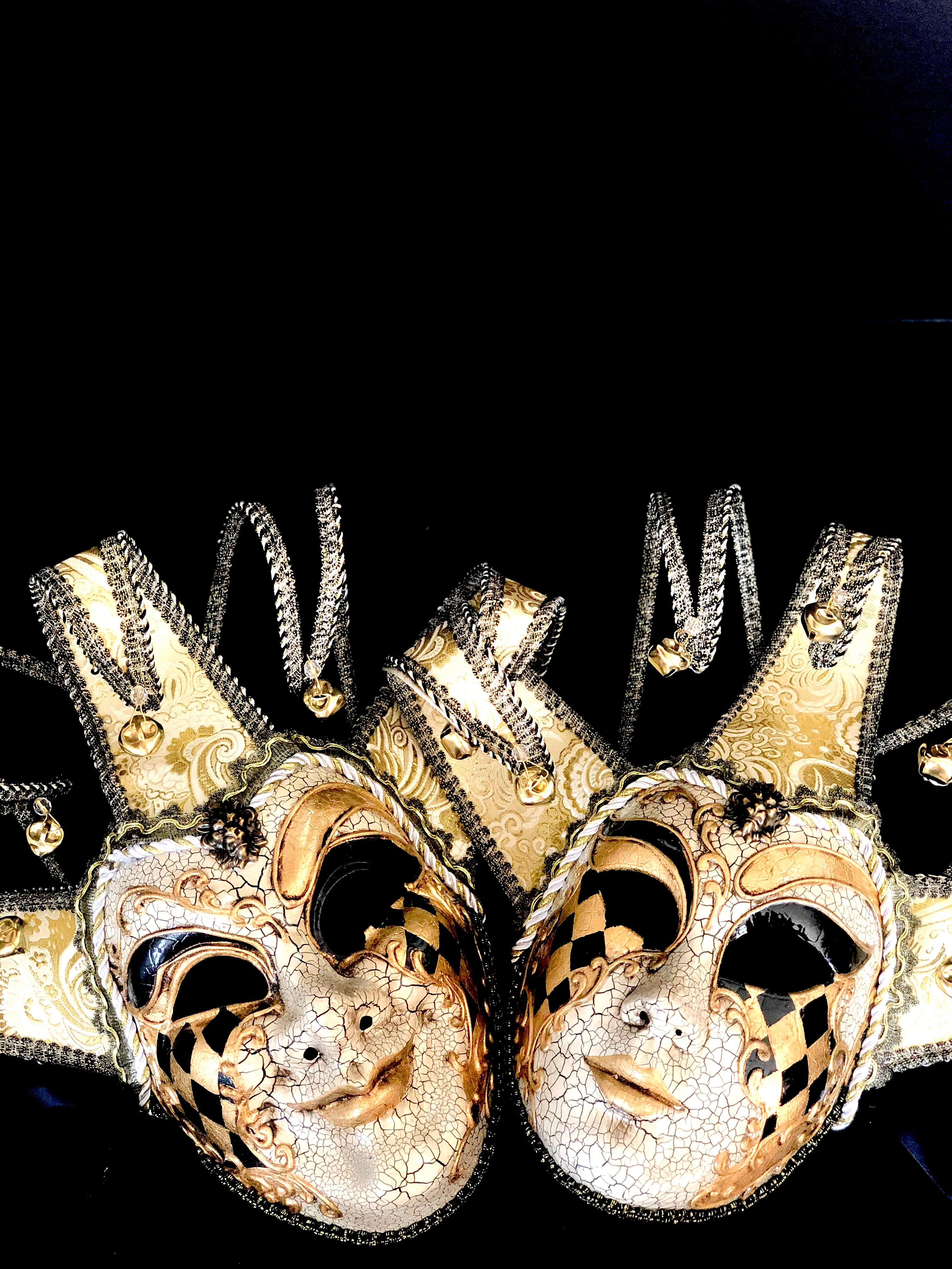 Gold and Black Jester Masks for Halloween, Cosplay, and Renaissance Fairs - Perfect for Costume Parties and Themed Events