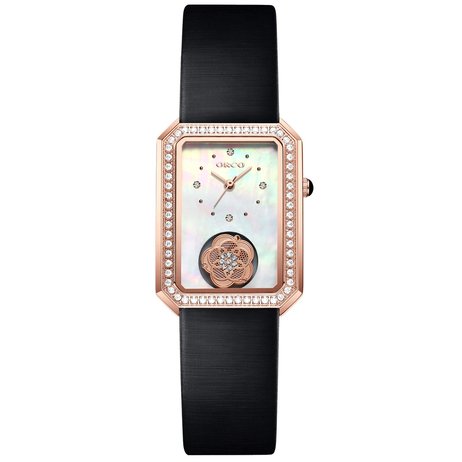 Elegant Women's Square Rhinestone Watch - Leather Strap Dress Watch for Formal Occasions