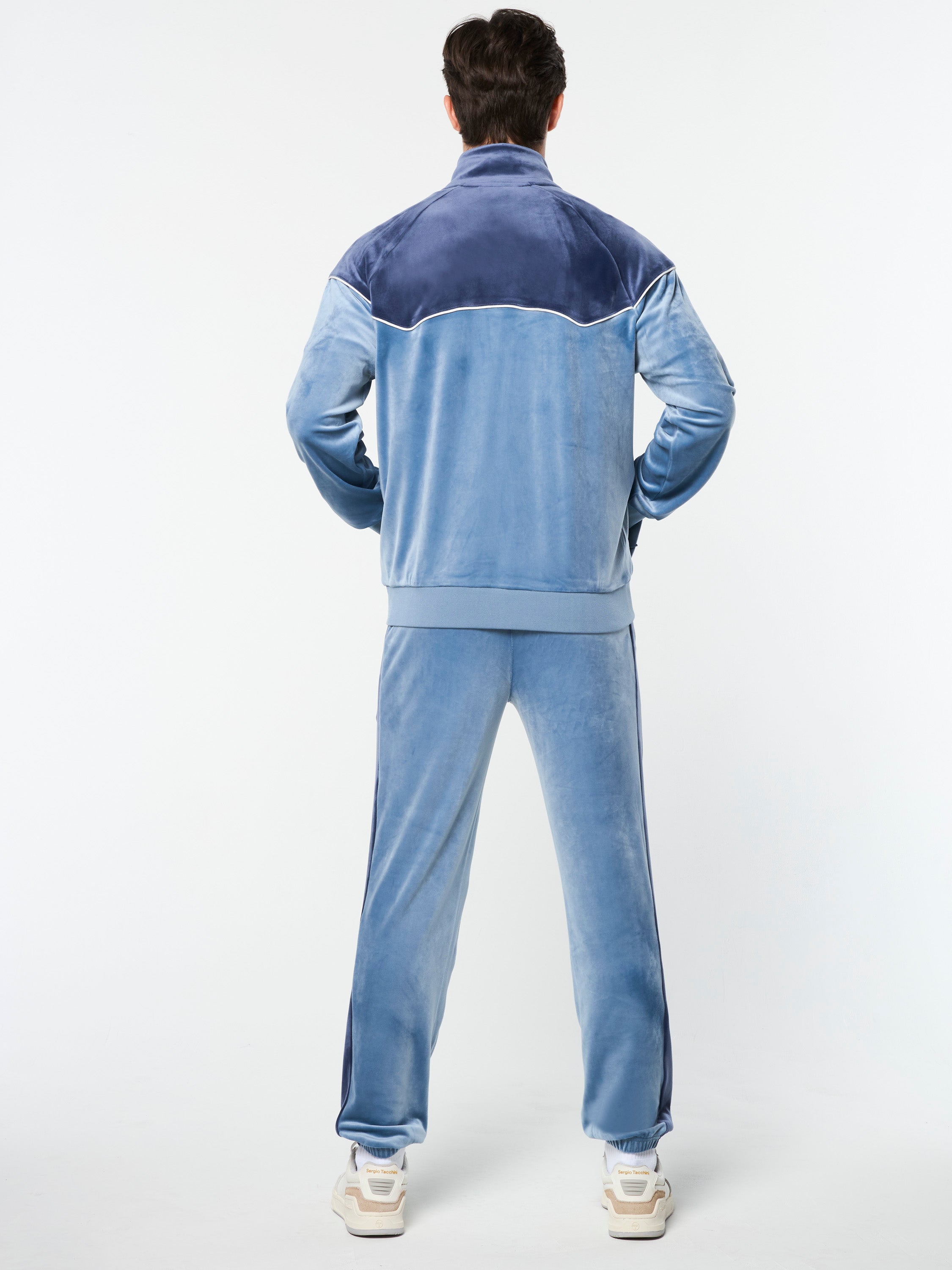 Cielo Velour Track Jacket in Faded Denim | Stylish Women's Casual Wear for Running, Gym & Street Fashion