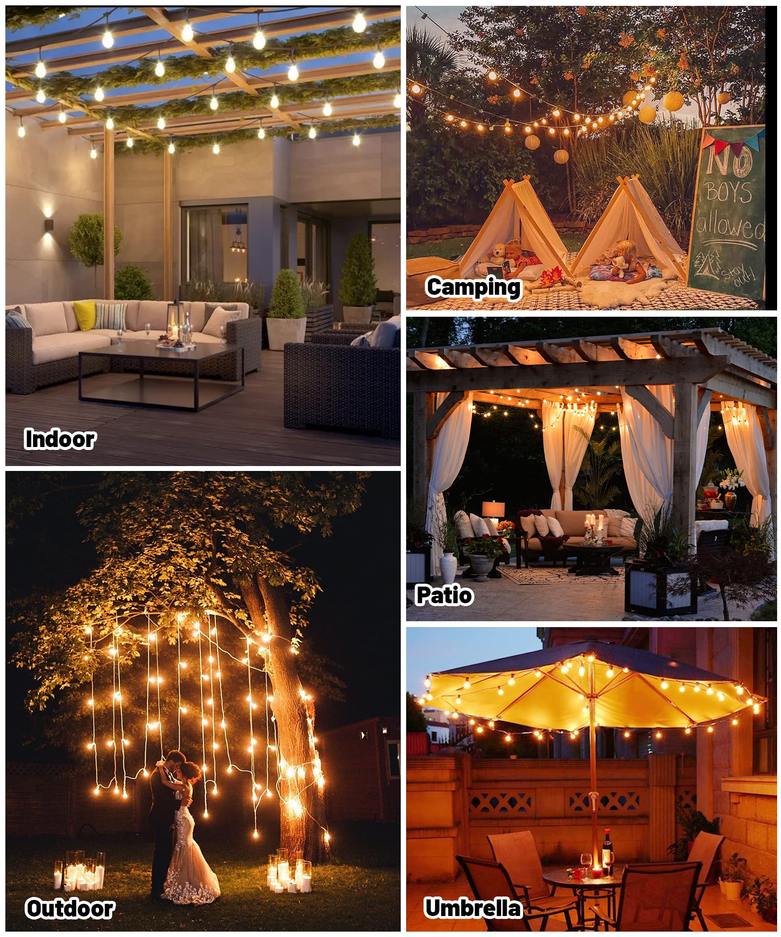 46FT Solar String Lights Outdoor with Remote - 30 LED Shatterproof Bulbs, USB & Solar Powered, 8 Lighting Modes, IP65 Waterproof - Perfect for Garden, Patio, Gazebo, Wedding & Party Decorations (Warm White)