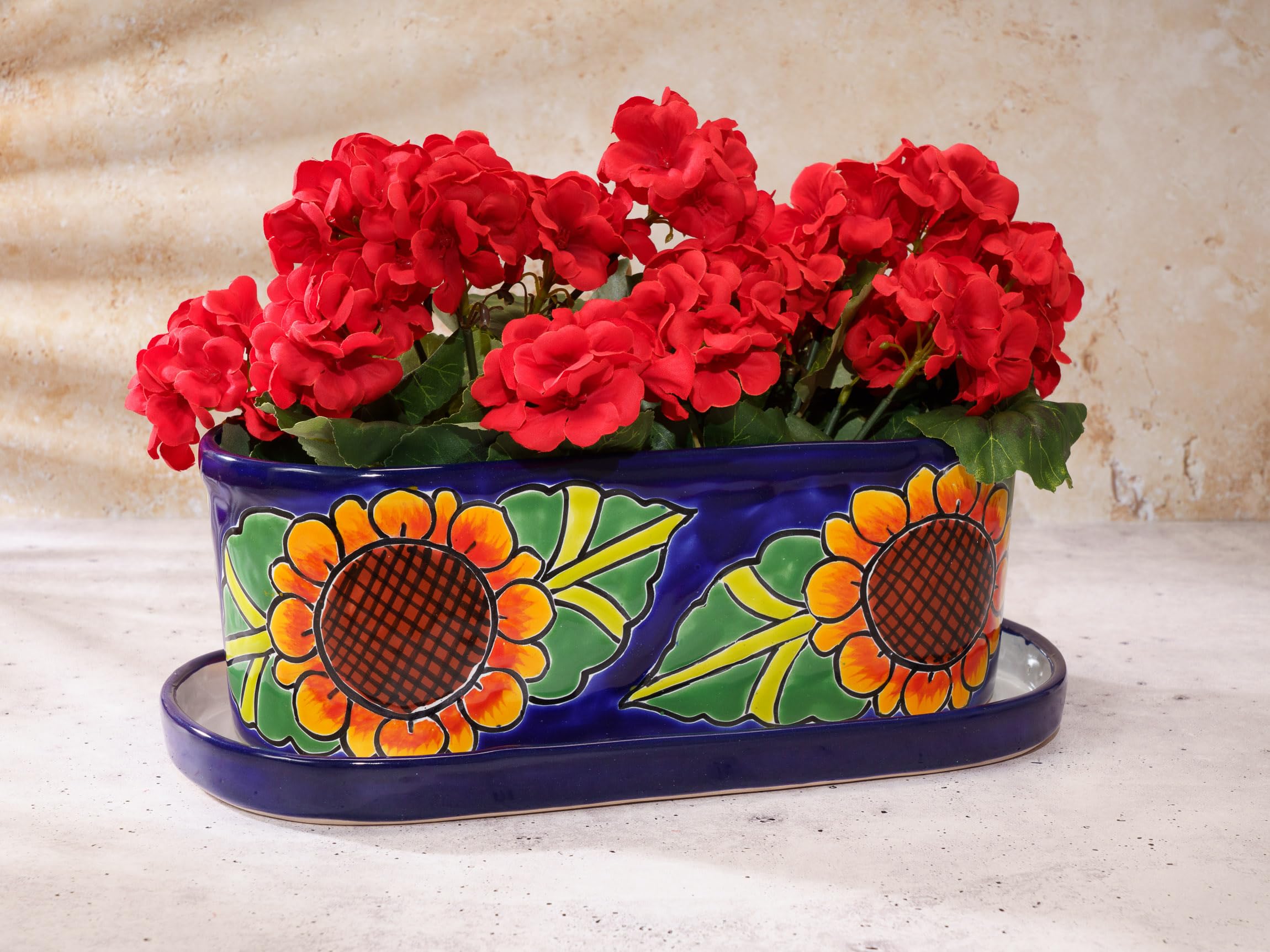 Handmade Mexican Talavera Ceramic Flower Planter Pot - Large 15