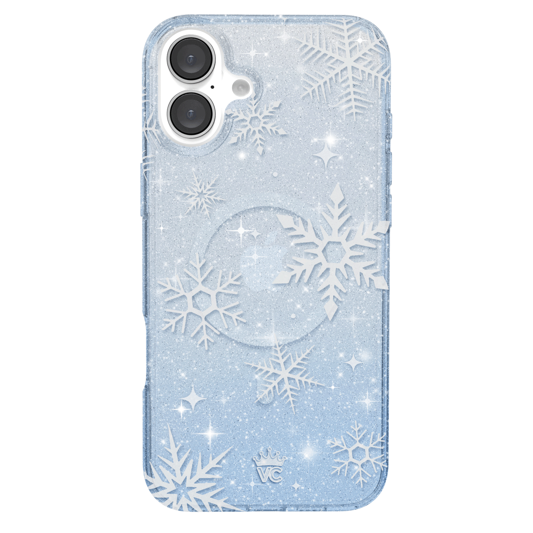 Snow Angel Glitter iPhone Case - Sparkly Protective Phone Cover for iPhone 13/14/15 - Perfect for Winter Holidays, Christmas Gifts & Festive Occasions