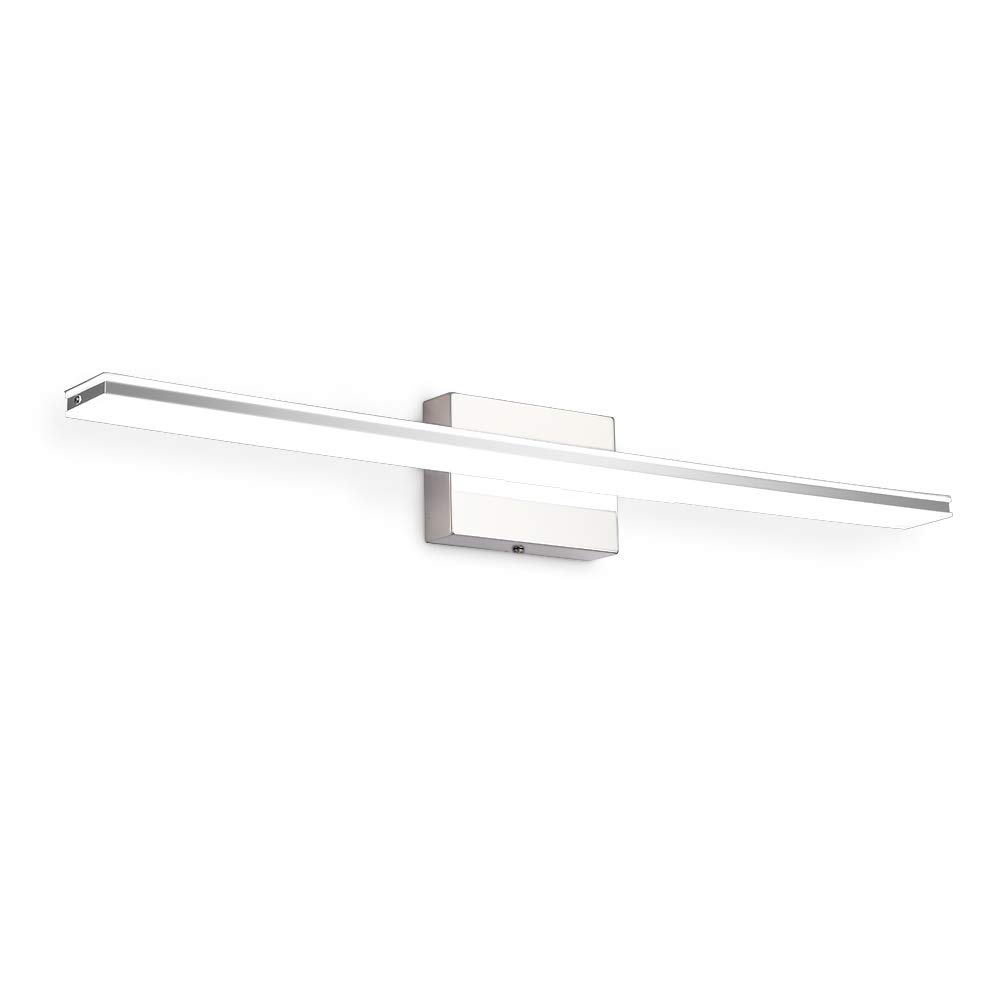 16W Modern LED Vanity Light Bar - Chrome Bathroom Mirror Light Fixture with Acrylic Shade, 6000K Daylight White - Perfect for Bathroom, Bedroom & Living Room Lighting