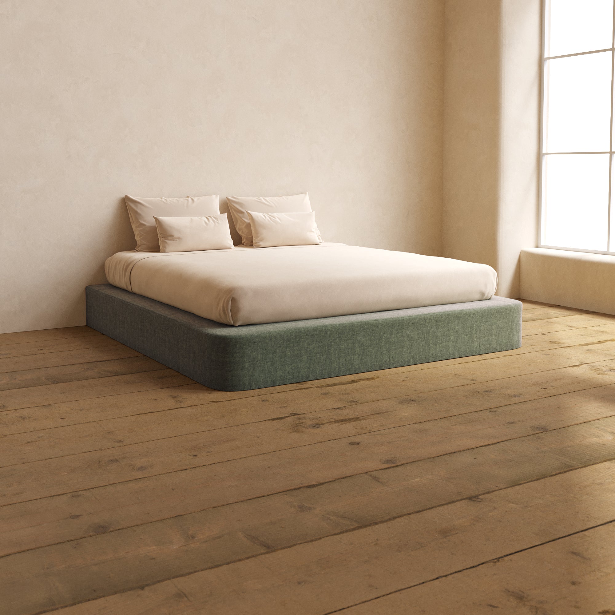 Luxury King Upholstered Platform Bed Frame with Heirloom Velvet Fabric in Willow Green - Perfect for Master Bedroom, Guest Room & Modern Home Decor