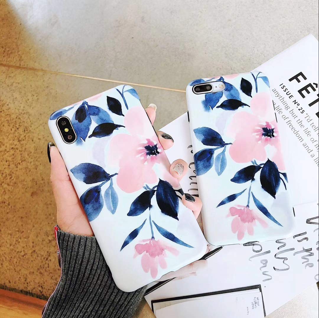 Floral iPhone 13 Pro Max Case - Peach Blossom TPU Cover with Artistic Ink Painting Design | Pink Rubber Protective Case for Women | Perfect for Spring, Everyday Use & Gift Giving