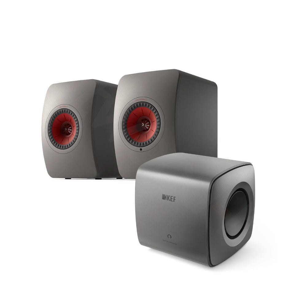 KEF LS50 Wireless II Hi-Fi Bookshelf Speakers & KC62 Compact Subwoofer Bundle - Premium Home Audio System for Music, Movies, and Gaming