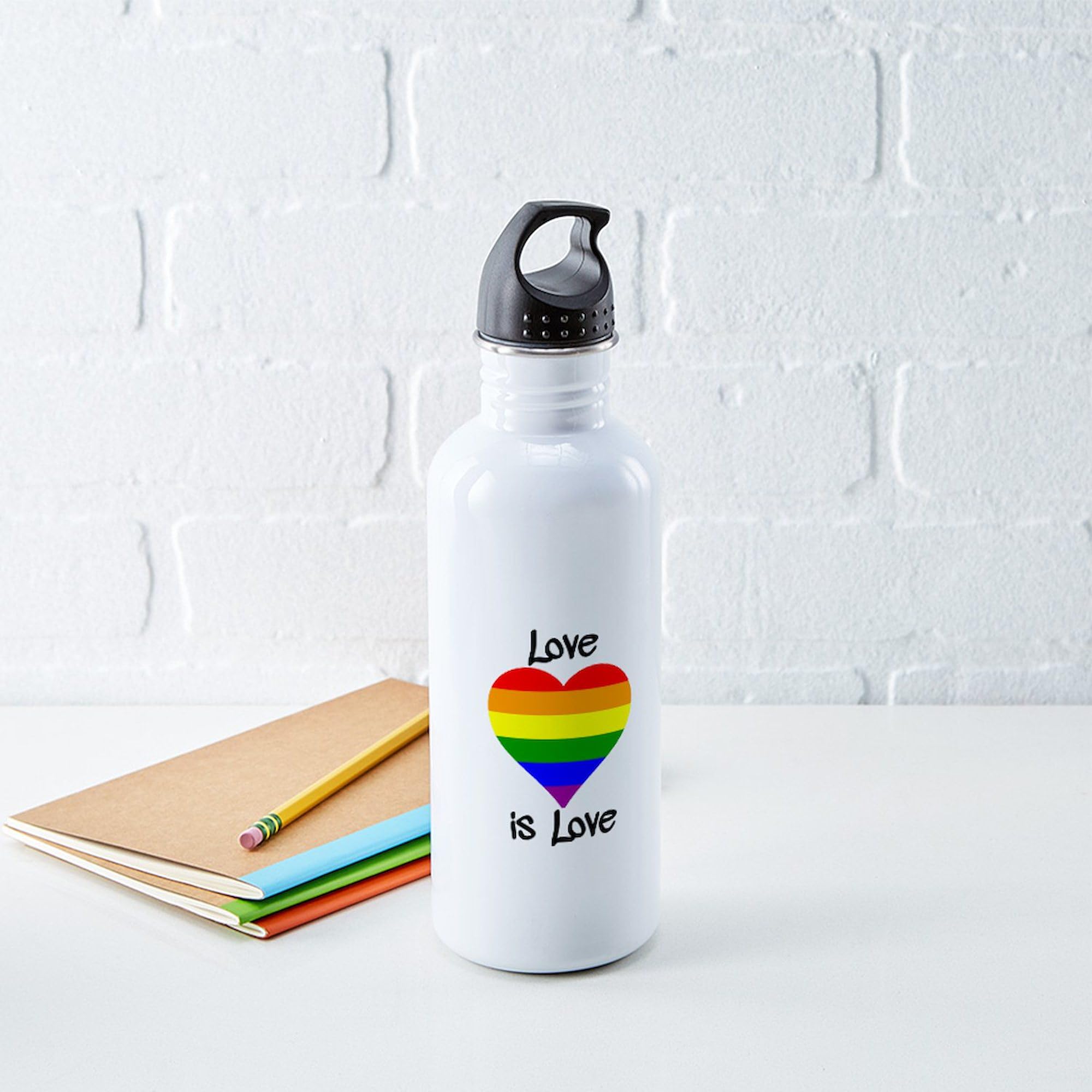 Love Is Love 1.0L (34 oz) Stainless Steel Water Bottle - Insulated Double Wall Vacuum Flask for Hot & Cold Drinks - Perfect for Gym, Hiking, Work & LGBTQ+ Pride Events