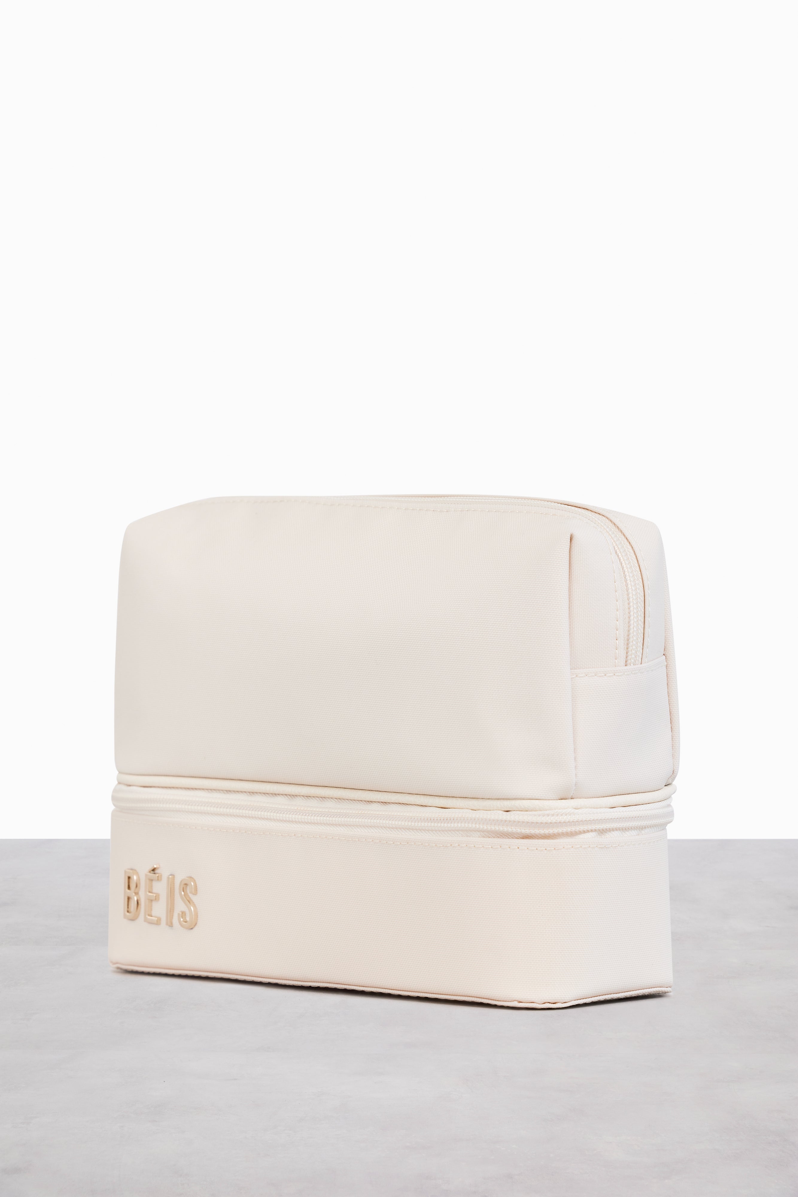 Beige Makeup Organizer - Travel Cosmetic Bag with Multiple Compartments for Makeup Brushes, Lipsticks & Skincare | Perfect for Home, Travel & Vanity Storage