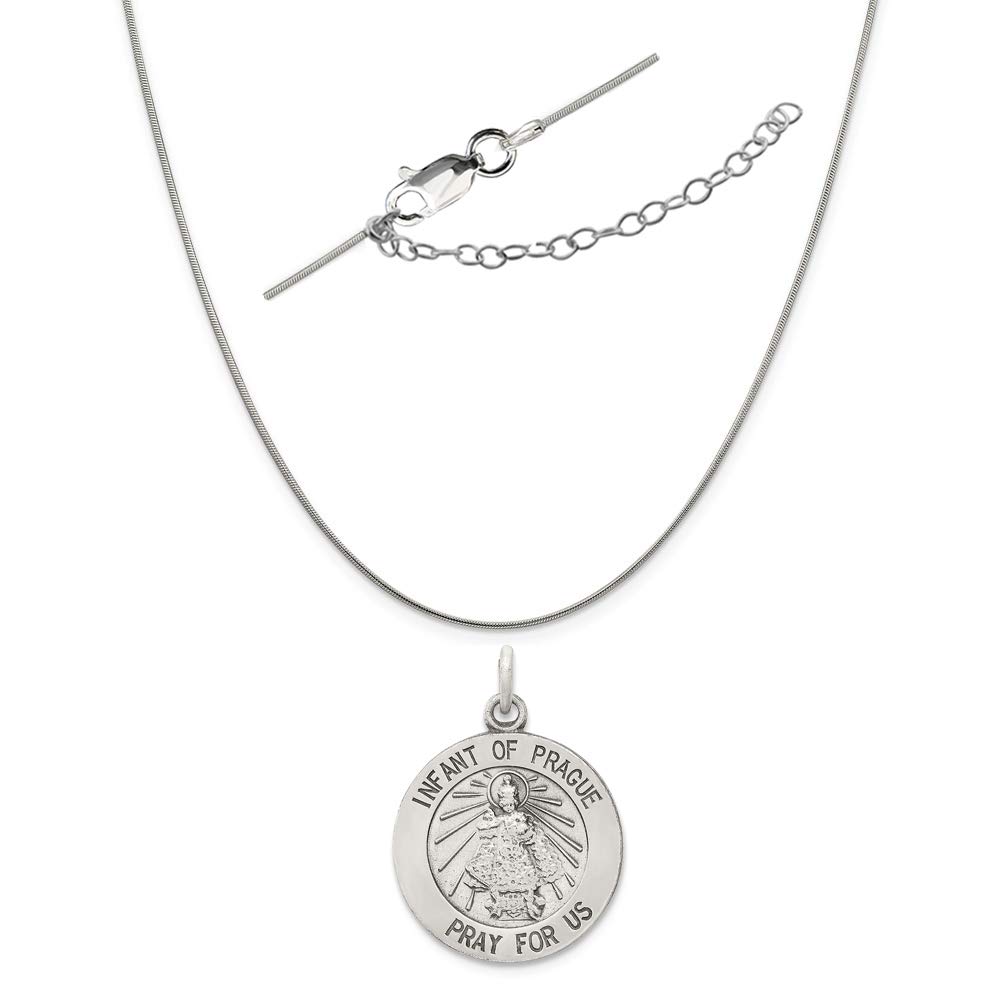 Antiqued Infant of Prague Silver Necklace - Adjustable Chain for Gifts & Faith