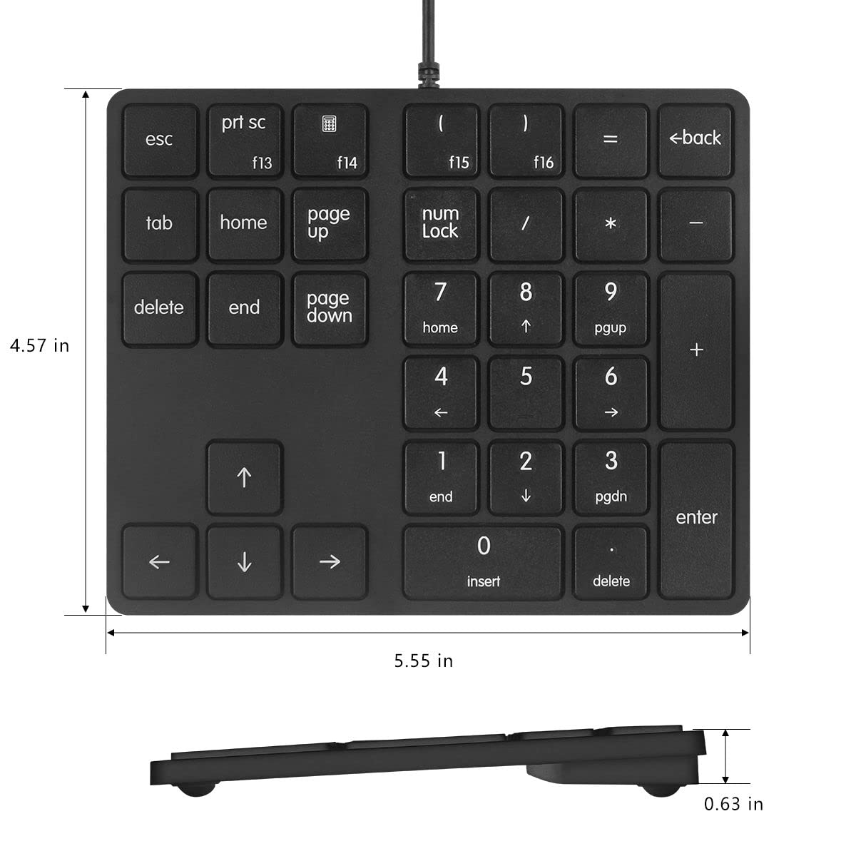 Qisan 34键迷你数字键盘 - 多功能有线小键盘 | 黑色Magicforce | 适用于笔记本电脑、PC游戏、办公 | 便携式电脑配件 | 高效输入解决方案，提升工作效率与游戏体验