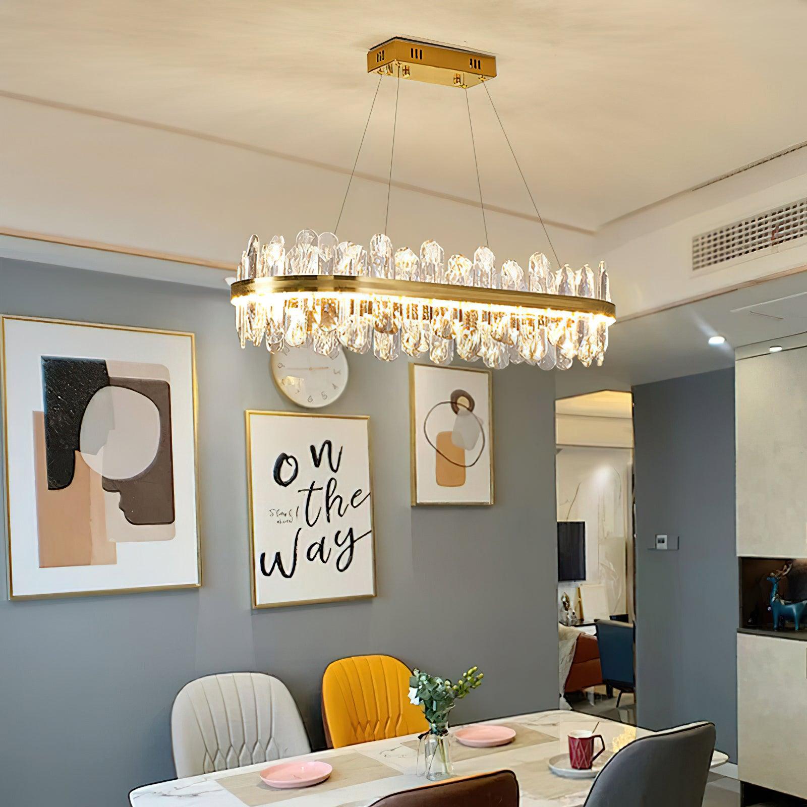 Enos Crystal Chandelier - Elegant Modern Ceiling Light Fixture for Dining Room, Bedroom & Living Room Decor | Energy Efficient LED Lighting for Home & Office Spaces