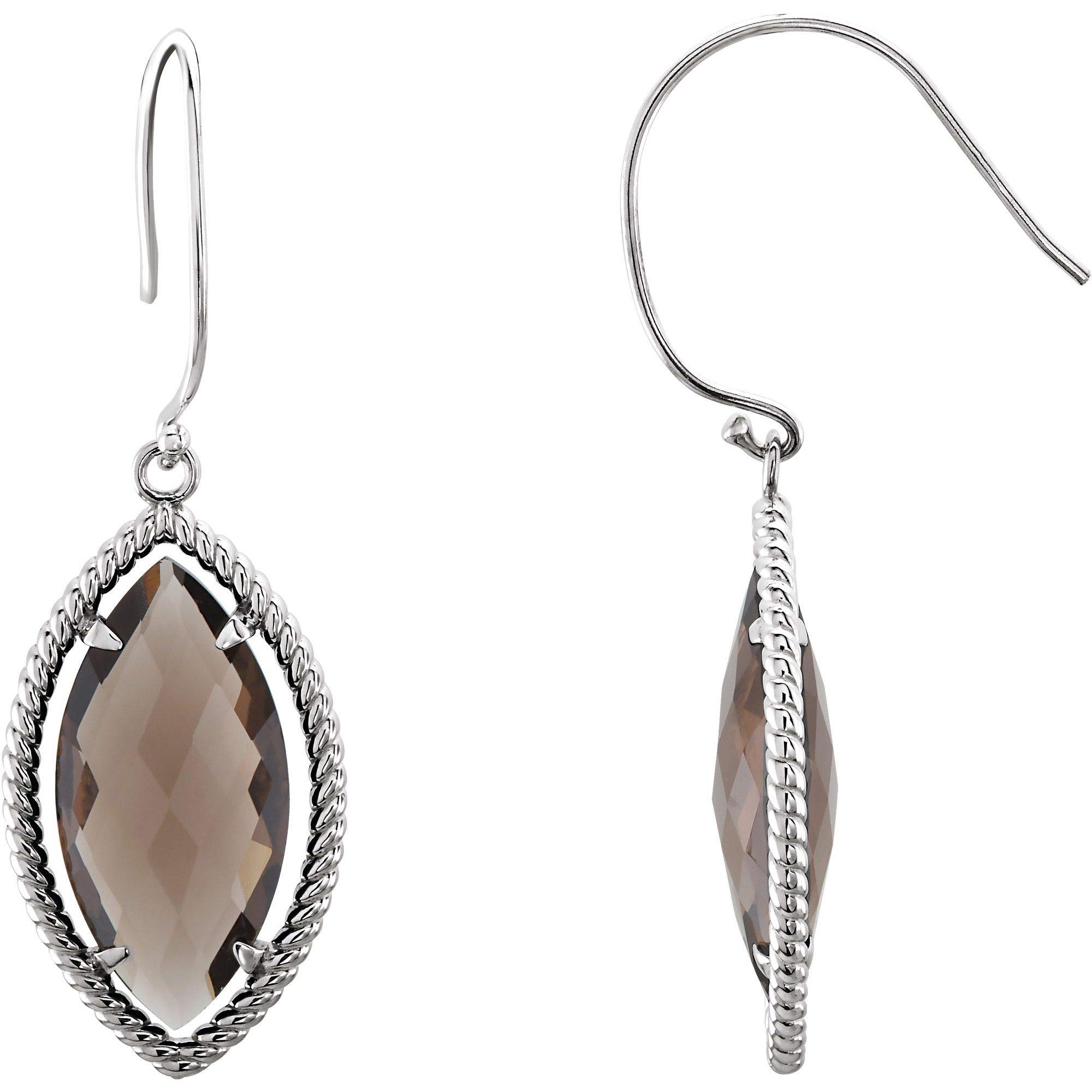 Sterling Silver Smoky Quartz Rope Design Earrings - Timeless Elegance for Women | Perfect for Weddings, Parties & Everyday Wear