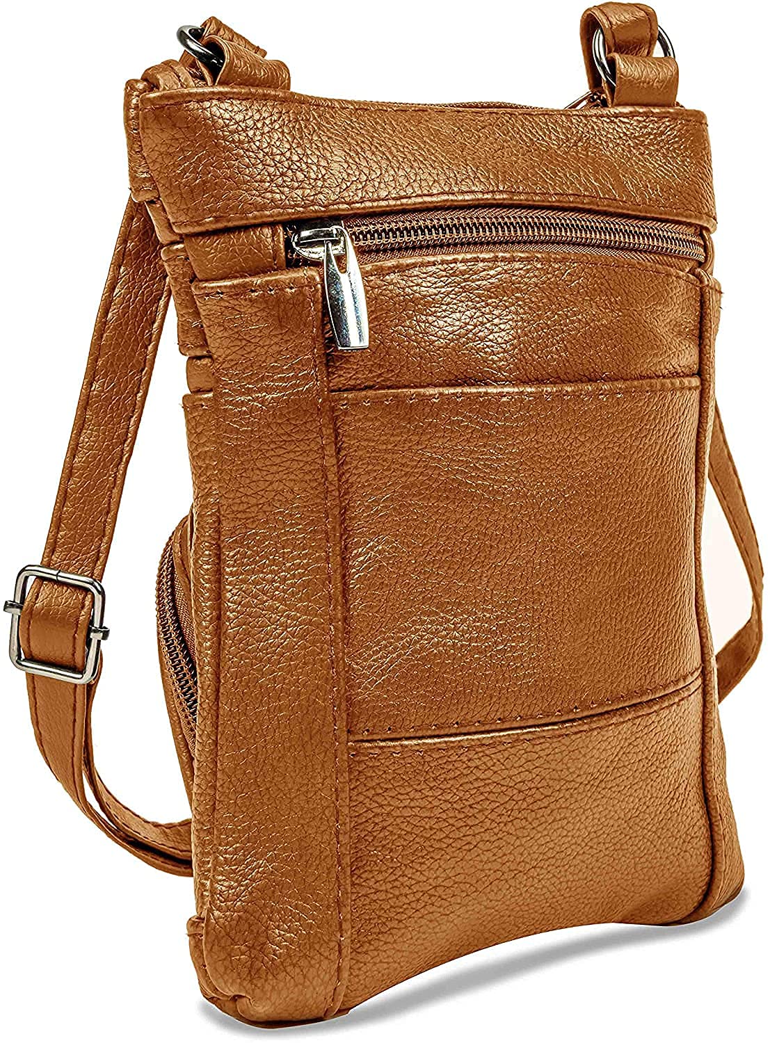 Premium Genuine Leather Crossbody Purse for Women - Multi-Pocket Adjustable Shoulder Bag with Soft Durable Leather - Perfect for Travel, Shopping & Everyday Use