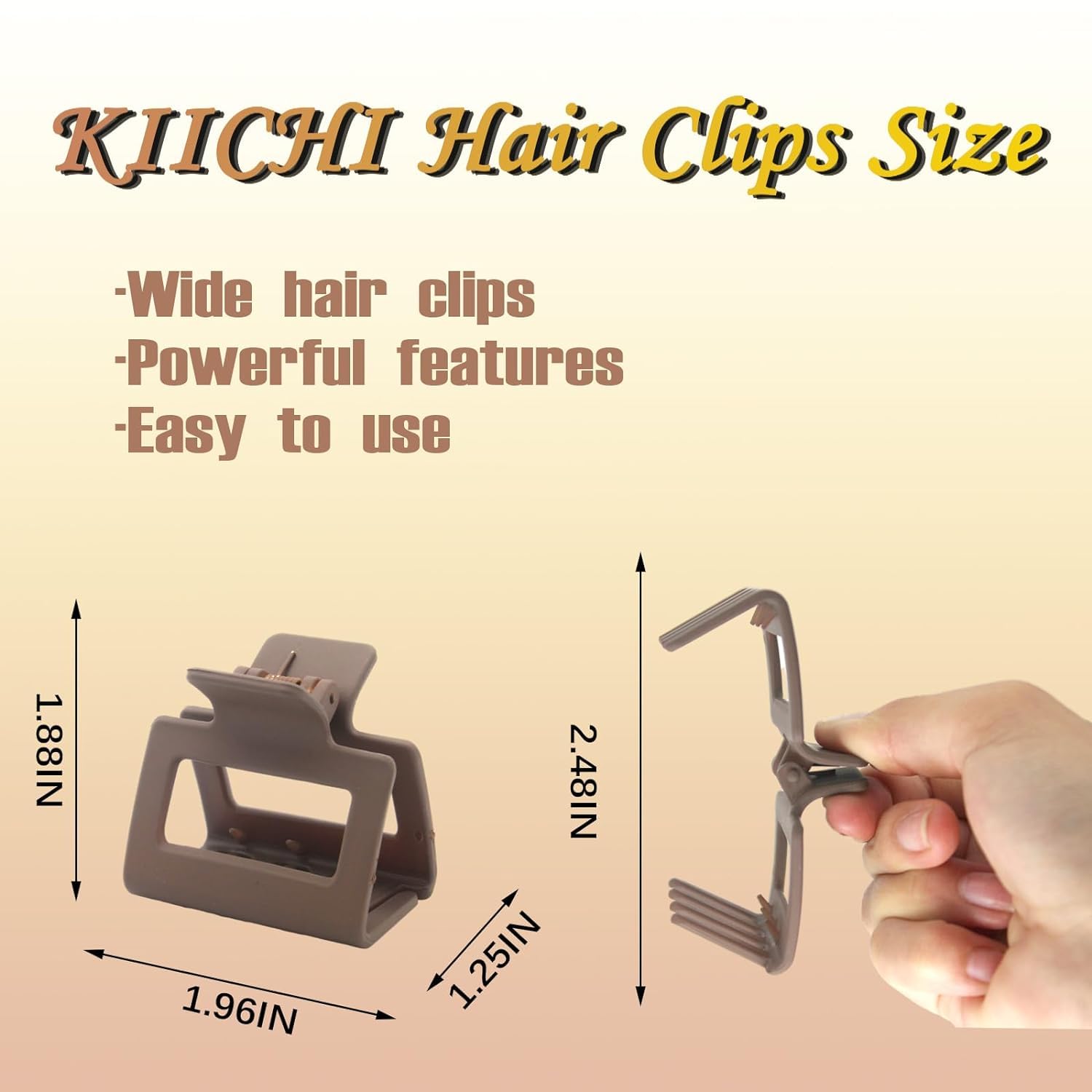 2 Inch Matte Hair Claw Clips 6Pcs - for Women & Girls with Thin to Thick Hair | Perfect for Work & Travel