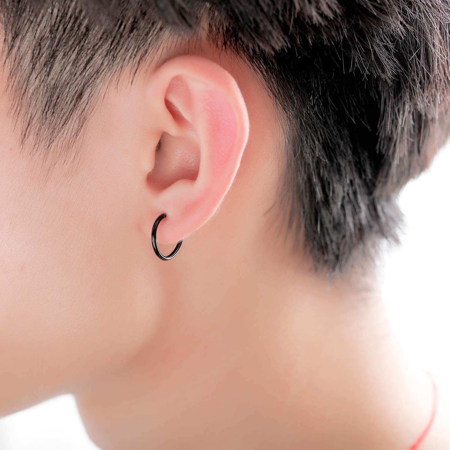 Unisex Stainless Steel Clip-On Hoop Earrings - Non-Pierced Fake Cartilage Earrings for Men & Women (Black/Silver) | Perfect for Everyday Wear, Parties & Gifting