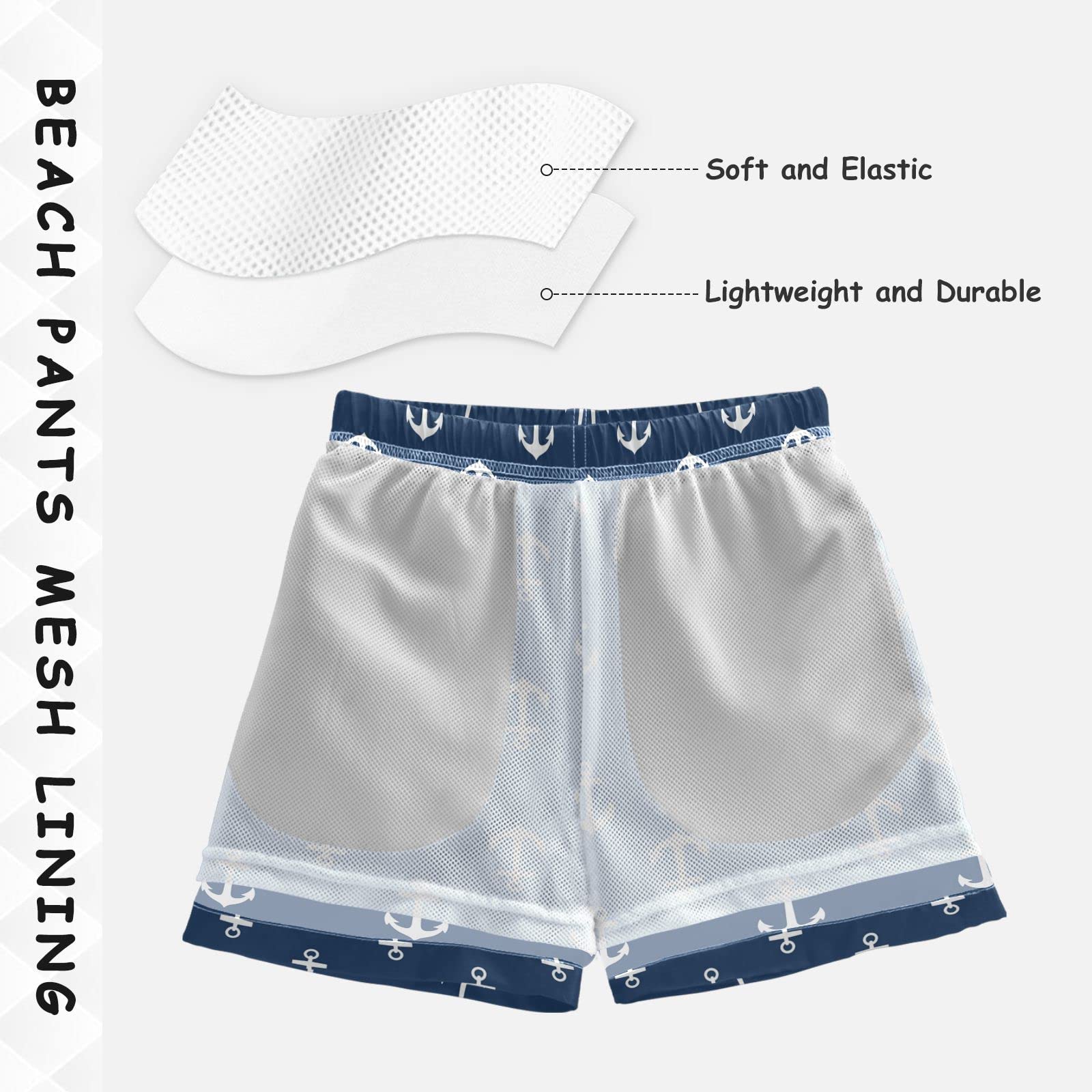 Quick Dry Boys Swim Trunks with Adjustable Waist - Toddler to Teen (2T-16) Blue Bathing Suits for Beach, Pool & Summer Water Activities