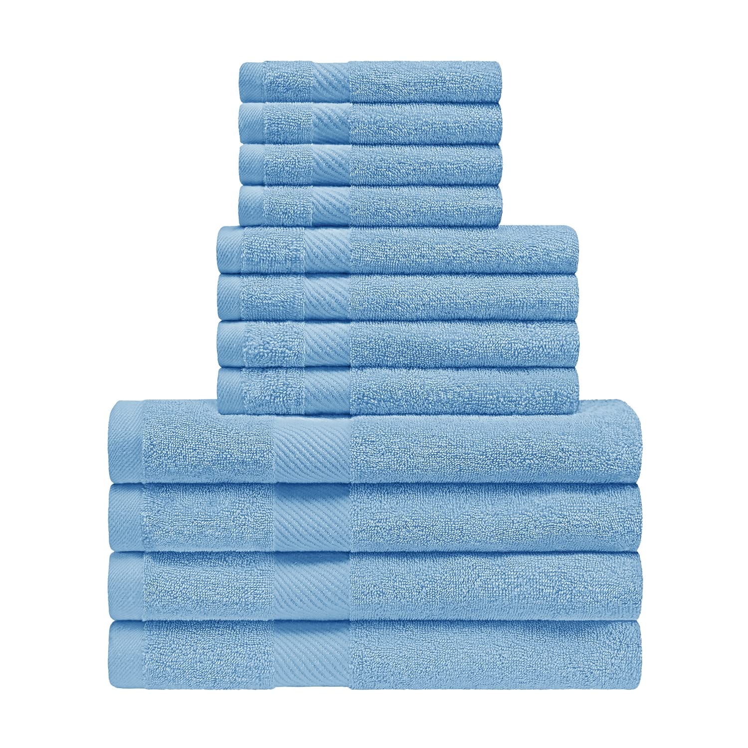 Luxury Egyptian Cotton Towel Set - 4 Bath Towels, 4 Hand Towels, 4 Washcloths | Premium Hotel Quality, Quick Dry & Breathable | Perfect for Spa, Bathroom & Guest Room Use