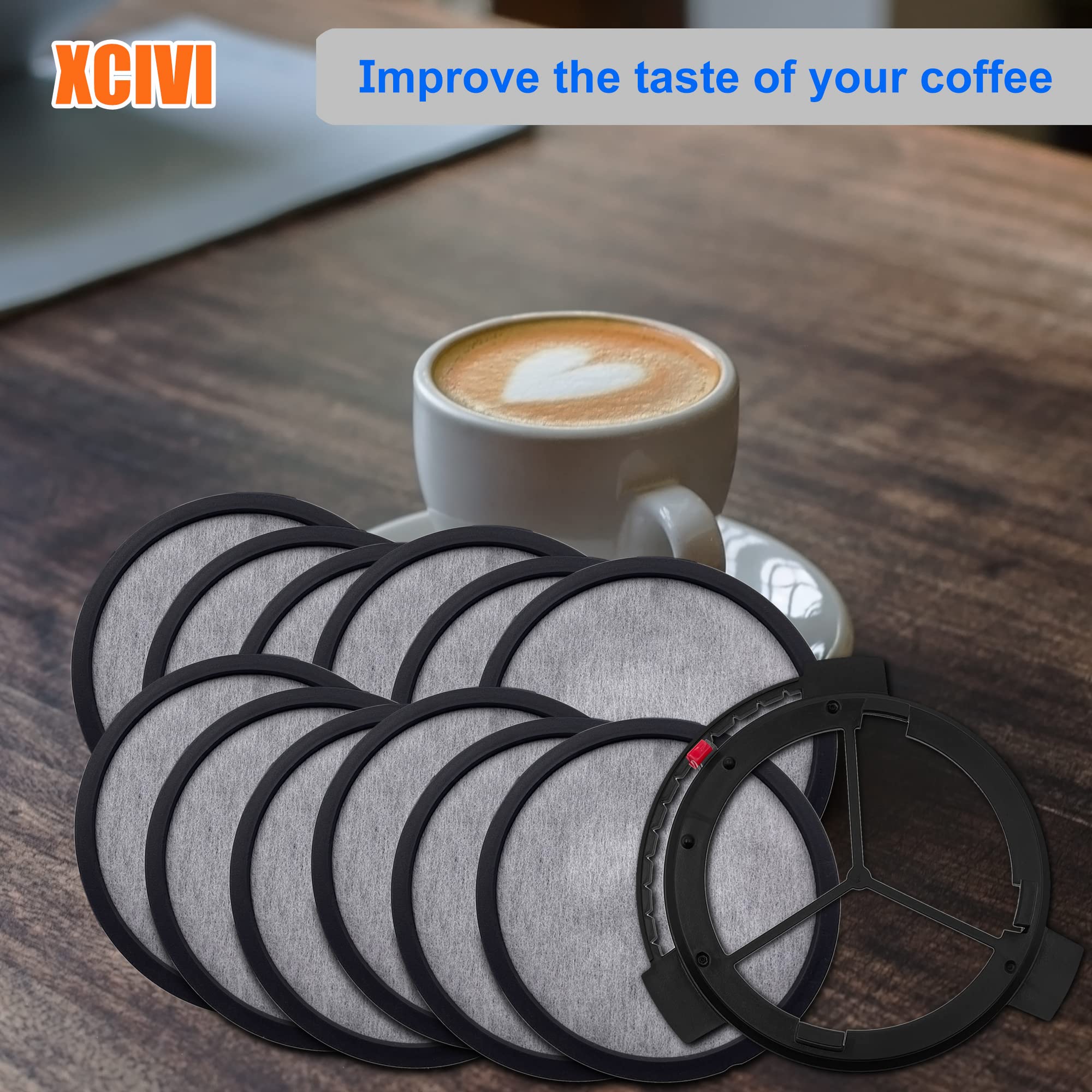 Xcivi Replacement Coffee Maker Water Filter Set - 1 Disk Frame + 12 Filter Disks - Compatible with Mr. Coffee Brewers - Improves Taste & Removes Impurities - Perfect for Home, Office & Restaurant Use