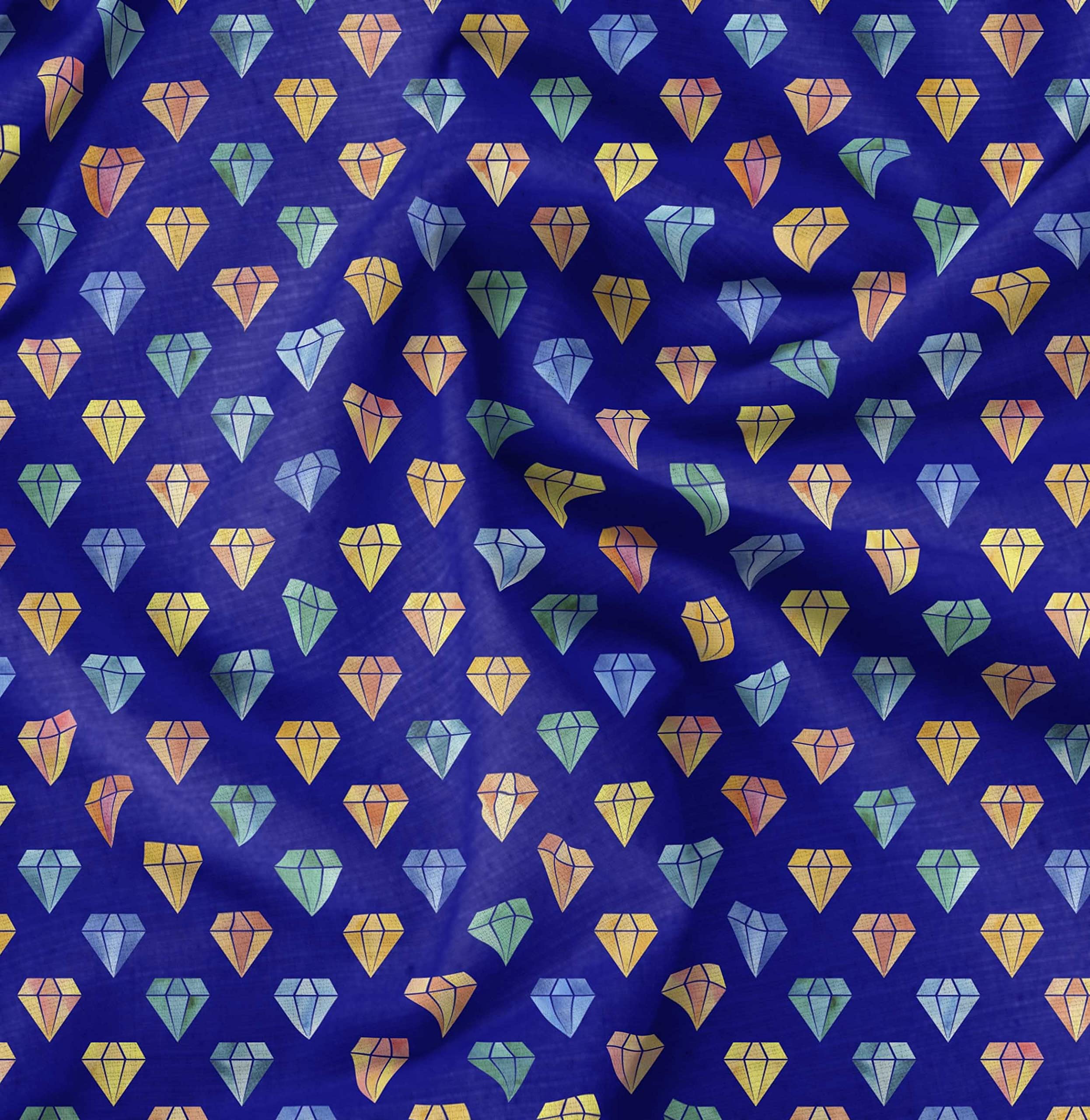 Soimoi Moss Georgette Blue Fabric by The Yard - 42 Inch Wide Diamond Geometric Print Fabric for Dresses, Curtains & Home Decor - Elegant Classic Printed Chiffon Material for Sewing Projects