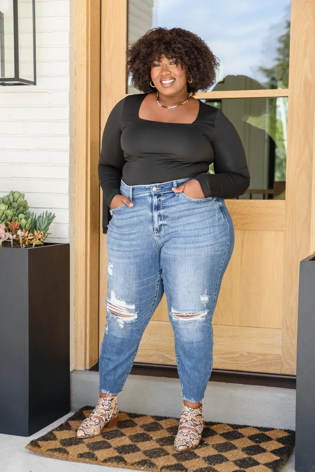 Kyla Destroyed High Waist Relaxed Fit Jeans for Women - Trendy Distressed Denim Pants for Casual Outfits & Streetwear