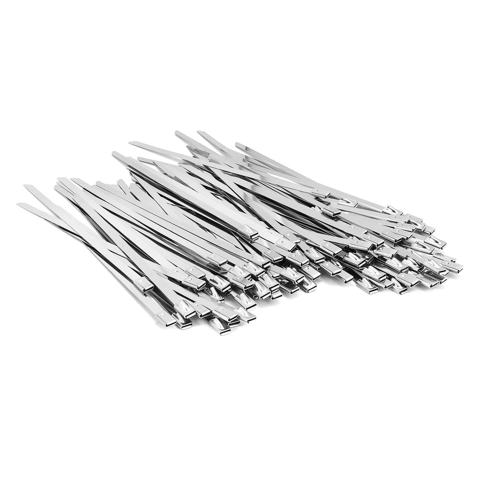 **100PCS 11.8 Inch 304 Stainless Steel Heavy Duty Metal Zip Ties - Locking Cable Ties for Exhaust Wrap, Garage, Outdoor Use, HVAC, and Industrial Applications**
