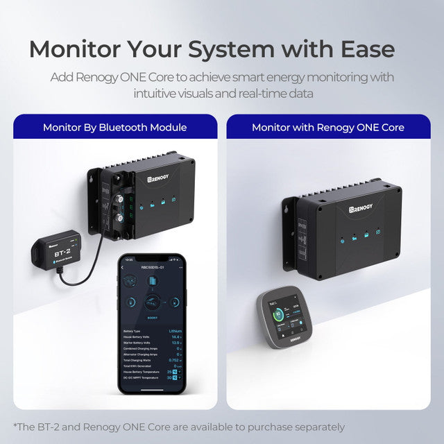 Renogy DCC30S 12V 30A Dual Input DC-DC Battery Charger with MPPT & Bluetooth - Smart Solar & Alternator Charging for RVs, Boats, Off-Grid Systems | Renogy ONE Core Compatible
