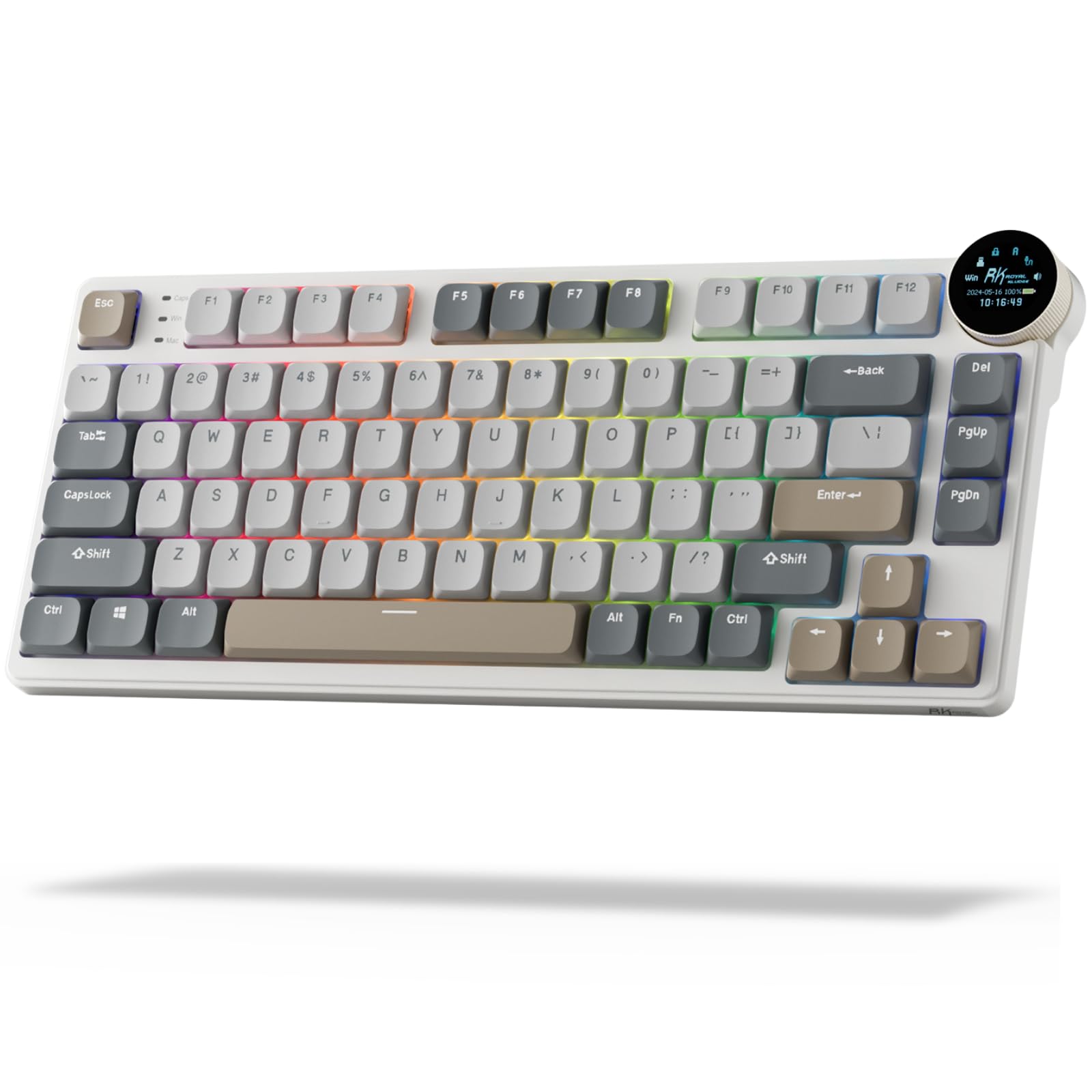 RK ROYAL KLUDGE N80 Low Profile 75% Wireless Mechanical Keyboard with Smart Display & Knob - 3 Modes (Bluetooth/2.4G/Wired), Tactile Brown Switches, 80 Keys, Software Support, Long Battery Life - Perfect for Office Work, Gaming & Programming
