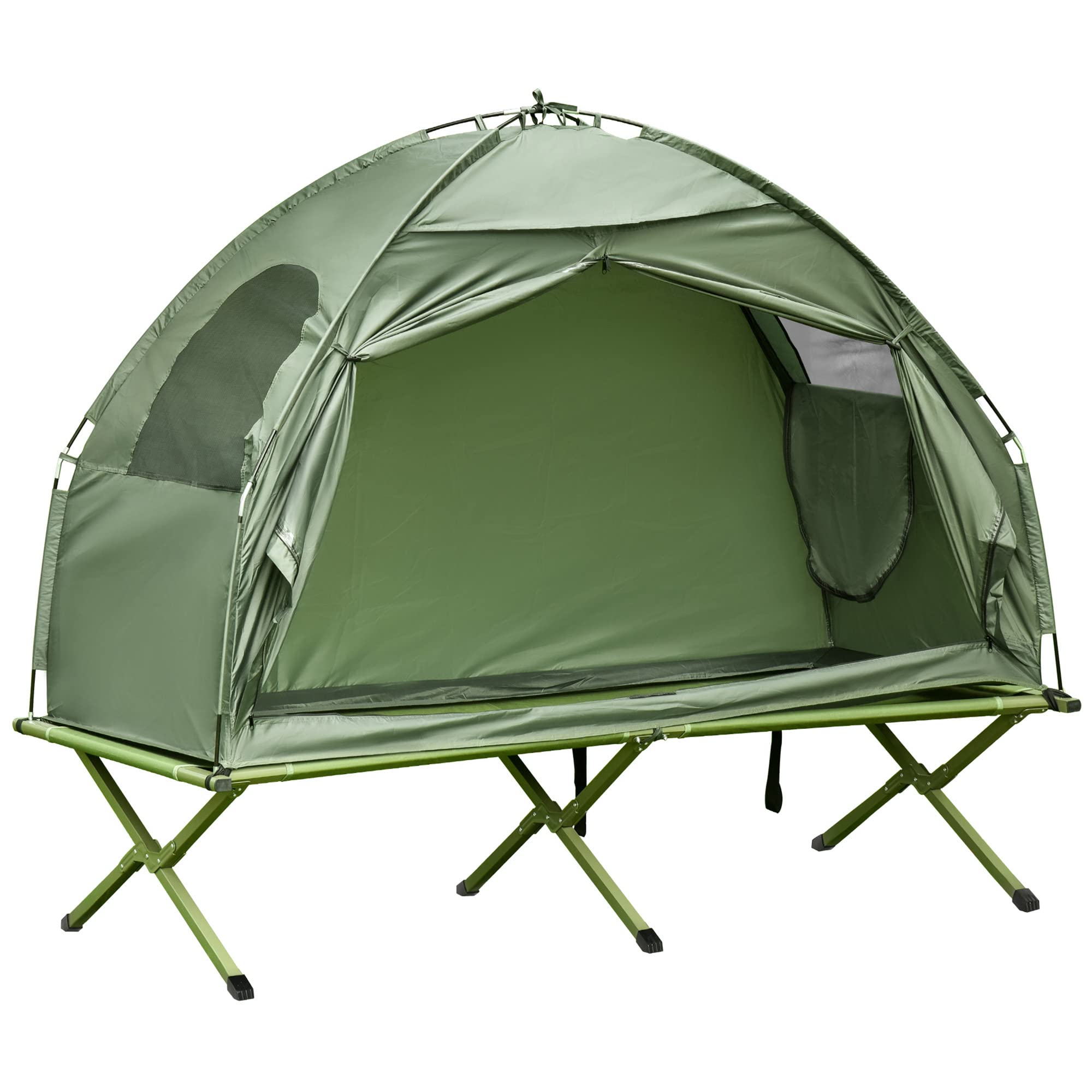 Outsunny Single Person Camping Tent Cot - Portable Folding Off-Ground Covered Outdoor Bed with Carry Bag for Hiking, Backpacking & Outdoor Adventures - Perfect for Solo Campers & Wilderness Exploration