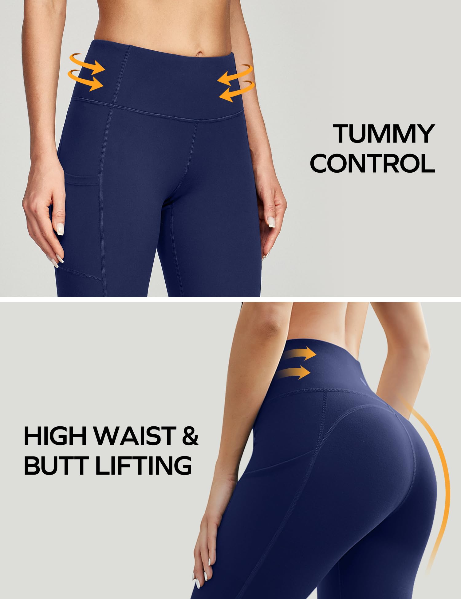 Ewedoos High Waist Yoga Pants with Pockets - Women's Tummy Control Workout Leggings - Compression Fitness Pants for Running, Gym & Lounge