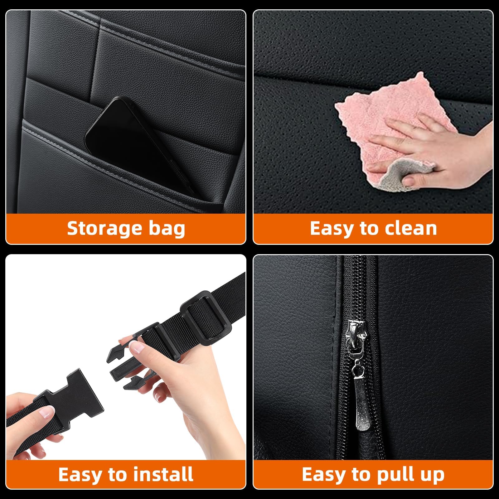 AOMSAZTO Faux Leather Seat Covers for Ford F150 XL XLT (2015-2025) & F250/F350/F450 Super Duty (2017-2025) - Black 2-Piece Front Set - Durable Protection & Comfort Upgrade for Truck Drivers