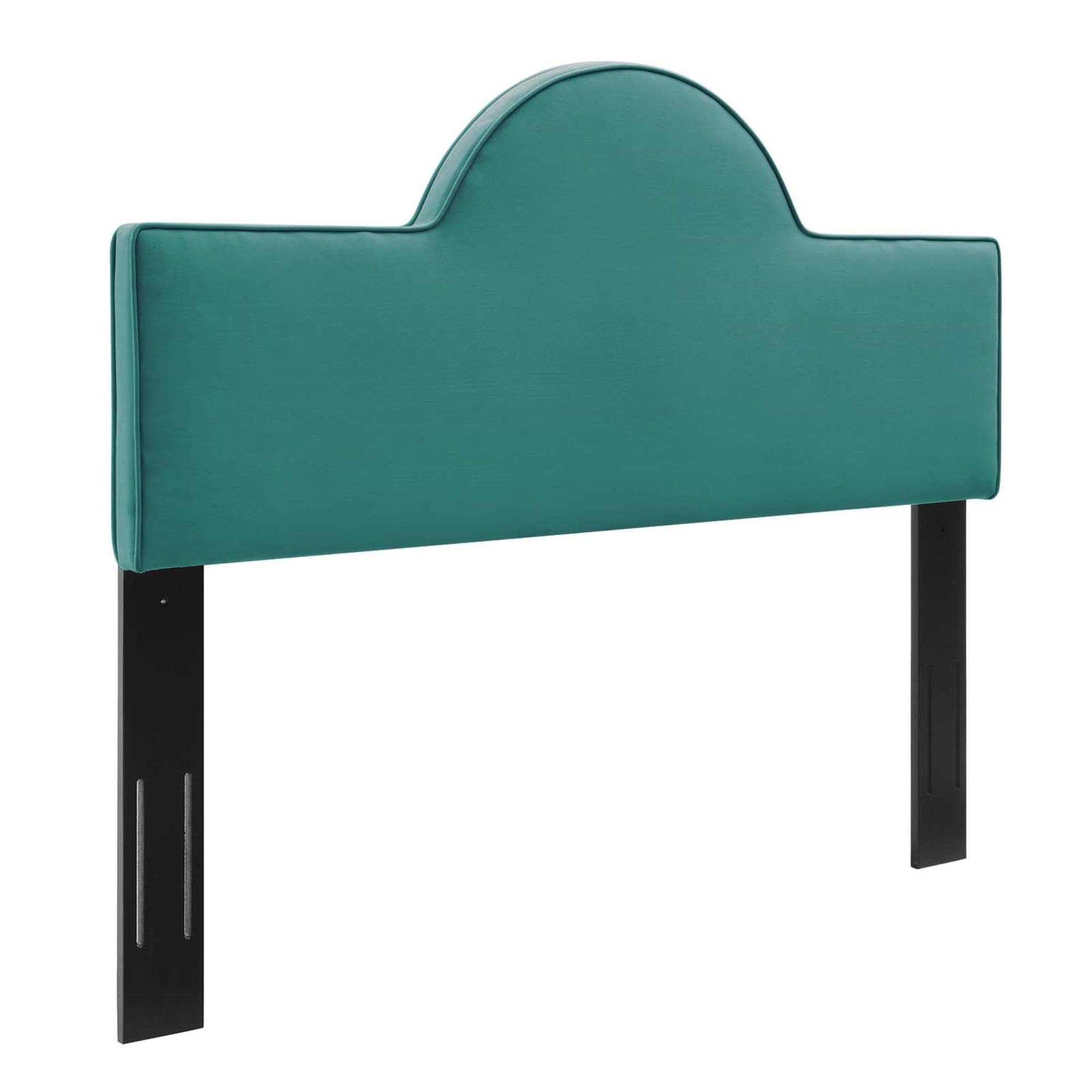 Premium Velvet Upholstered Headboard for Full/Queen Beds - Elegant Curved Design with Stain-Resistant Fabric & Adjustable Cushioning - Fits Most Bed Frames in Teal Blue - Perfect for Master Bedrooms, Guest Rooms & Luxury Apartments