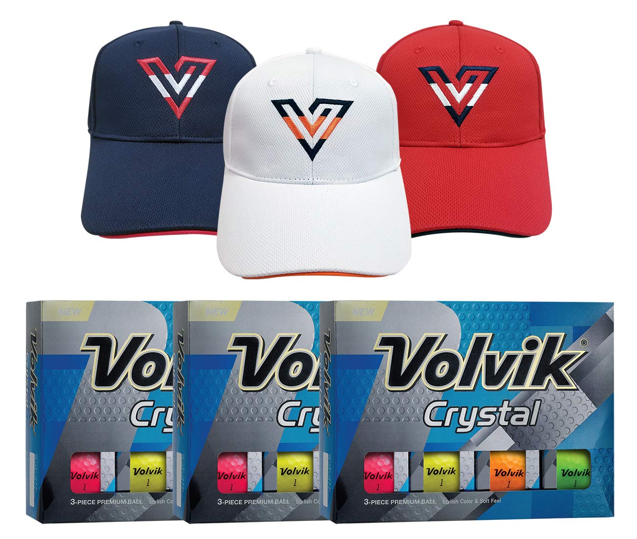 Volvik Crystal 3-Piece Premium Color Golf Balls - 36 Pack (3 Dozen) - High Visibility Golf Balls for All Skill Levels - Perfect for Tournaments, Driving Range & Gift Giving