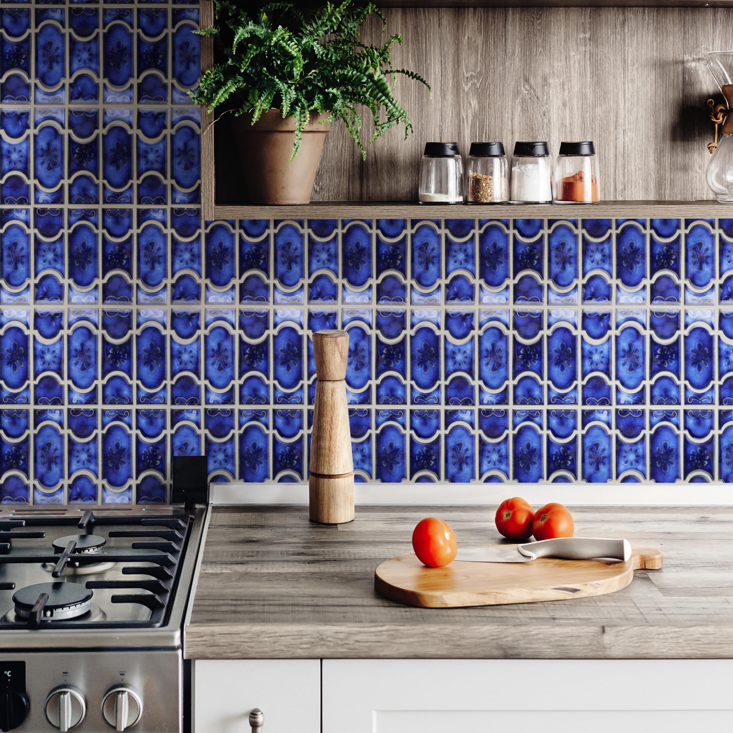 Merola Tile Montego Sapphire 12x12.5 Inch Porcelain Floor & Wall Tile - Premium Ceramic Tile for Bathroom, Kitchen & Living Room Decor