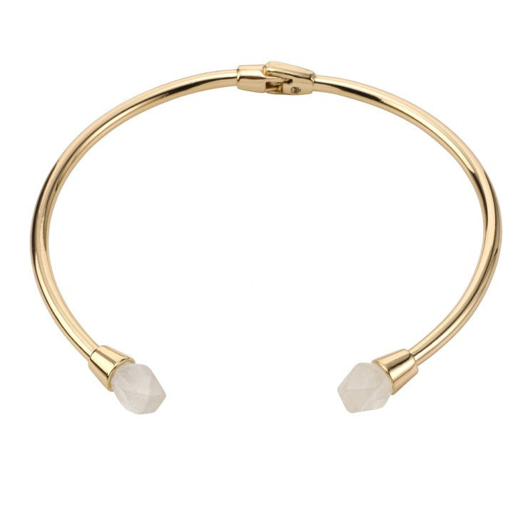 Dawns Exhale Collar Necklace - Clear Quartz & Gold Pendant for Women, Elegant Crystal Jewelry for Everyday Wear, Gift for Her, Perfect for Office, Date Night & Special Occasions