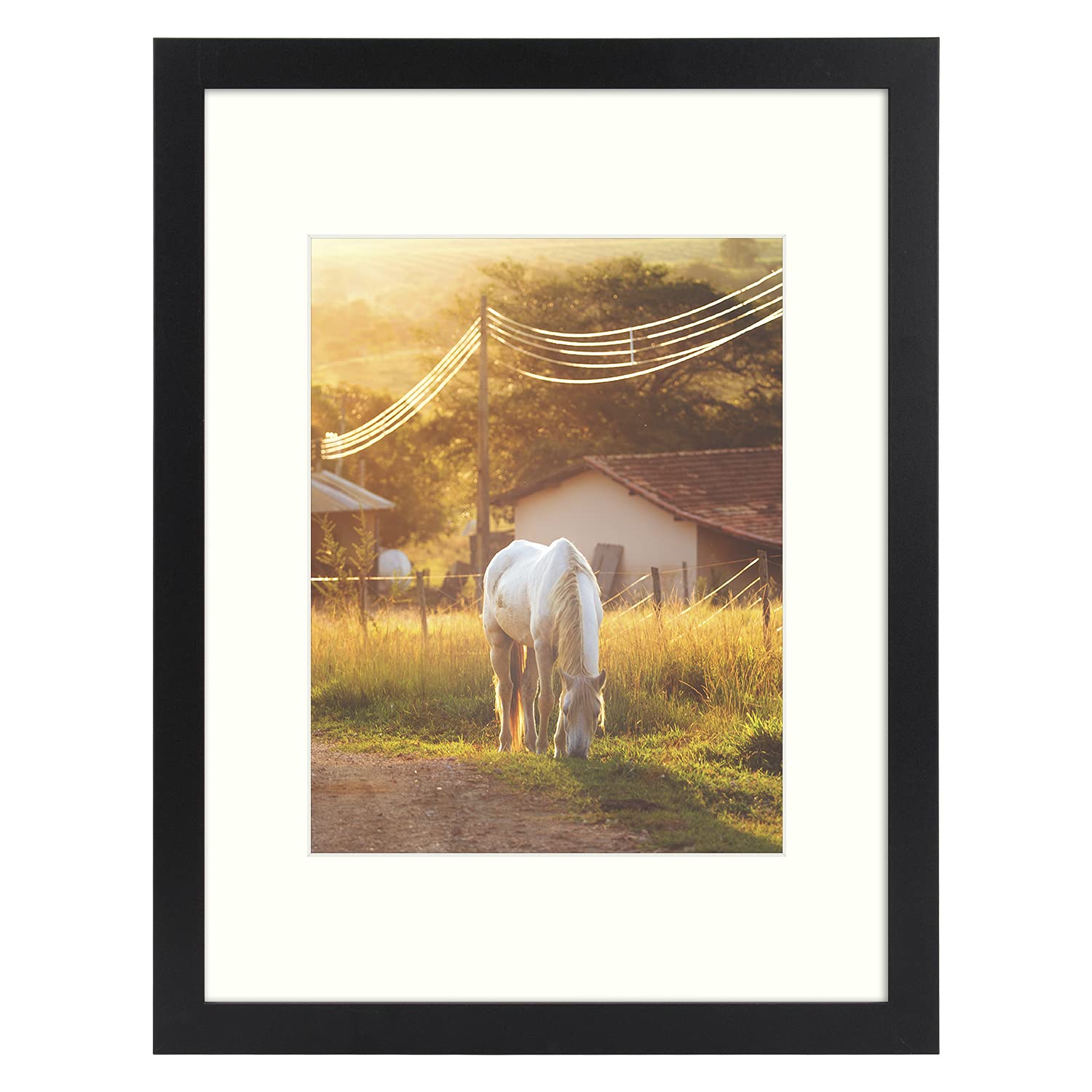 AUEAR 12x16 Picture Frame - Display 8.5x11 Photos with Mat or 12x16 Posters - Black Gallery Wall Frame with Real Glass (1-Pack) - Perfect for Home Decor, Office, and Gift Giving
