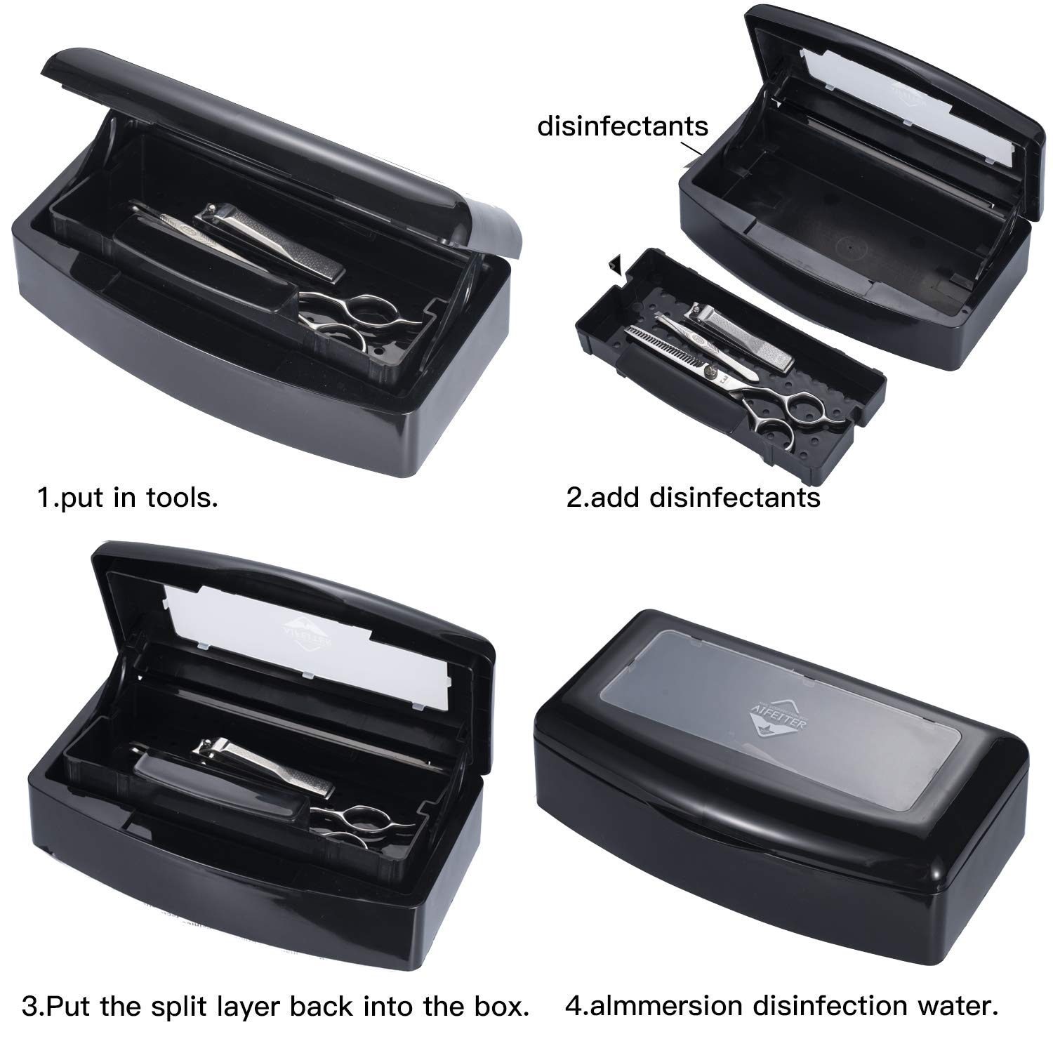 Barbicide Sterilization Tray - Plastic Sterilizing Organizer Box with Clear Lid for Salon & Spa Tools | Nail Clippers, Tweezers, Manicure Equipment Storage | Professional Hair & Beauty Tool Disinfection Solution for Barbershops & Nail Salons