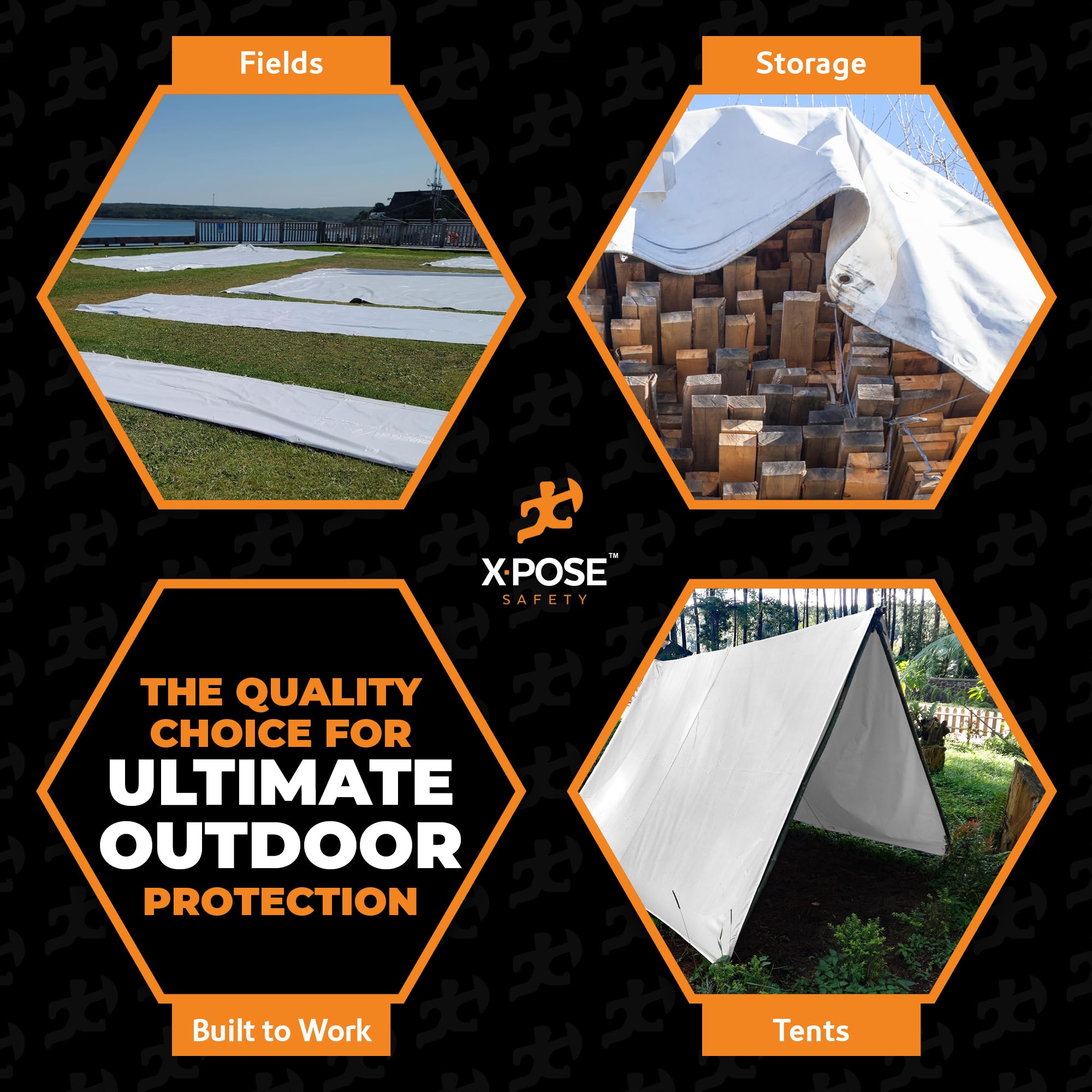 Heavy Duty White Poly Tarp 25' X 45' - Multipurpose Waterproof Protective Cover for Outdoor, Construction, Camping - Durable 12 Mil Polyethylene Weatherproof Tarp - UV Resistant, Tear Proof - Ideal for Roof Cover, Equipment Protection, Pool Cover