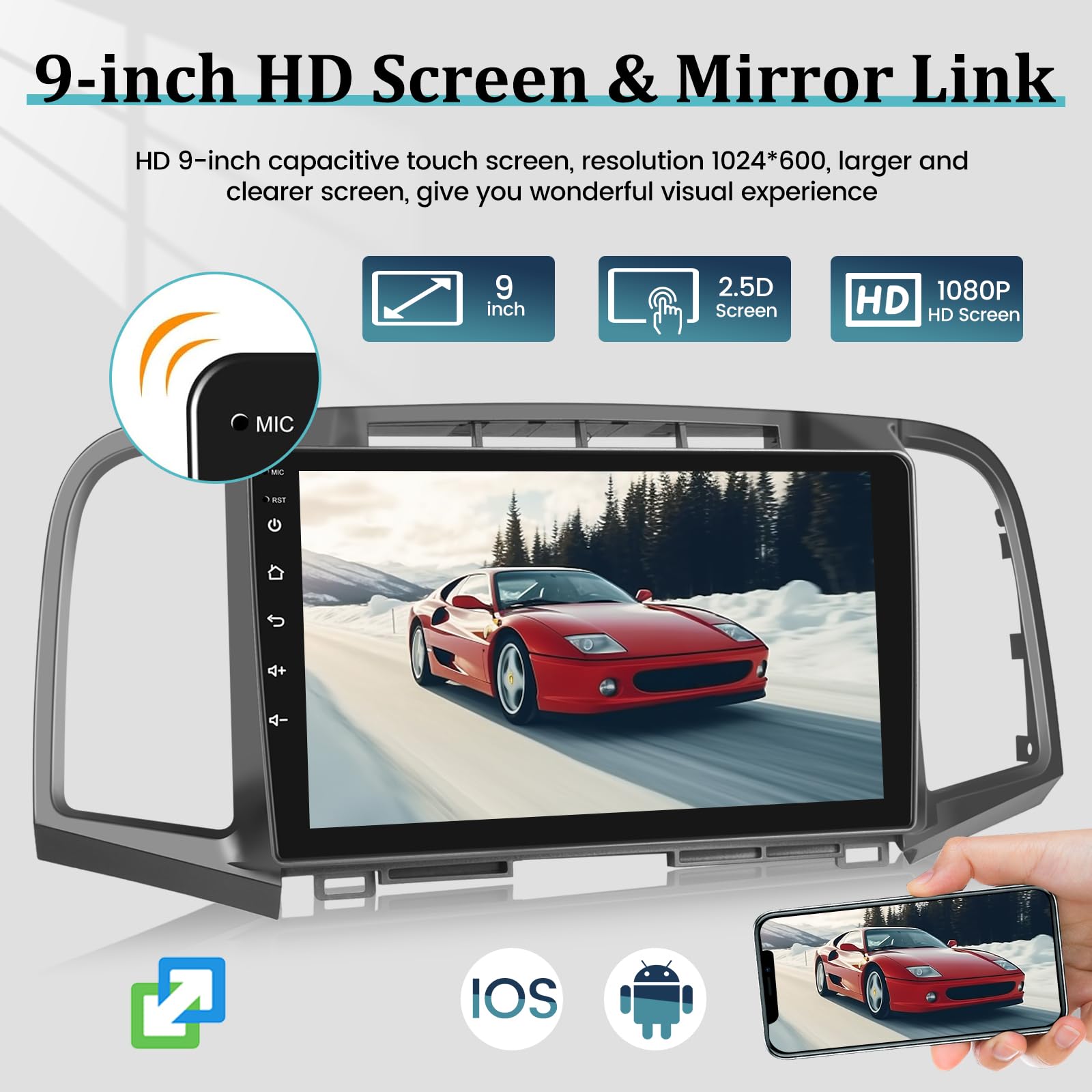 2008-2016 Toyota Venza Android 13 Car Stereo - 9 Inch Touchscreen with Wireless Apple Carplay & Android Auto - GPS Navigation, WiFi, Mirror Link, FM/RDS - Includes AHD Backup Camera & Mic - Perfect for Road Trips & Daily Commutes